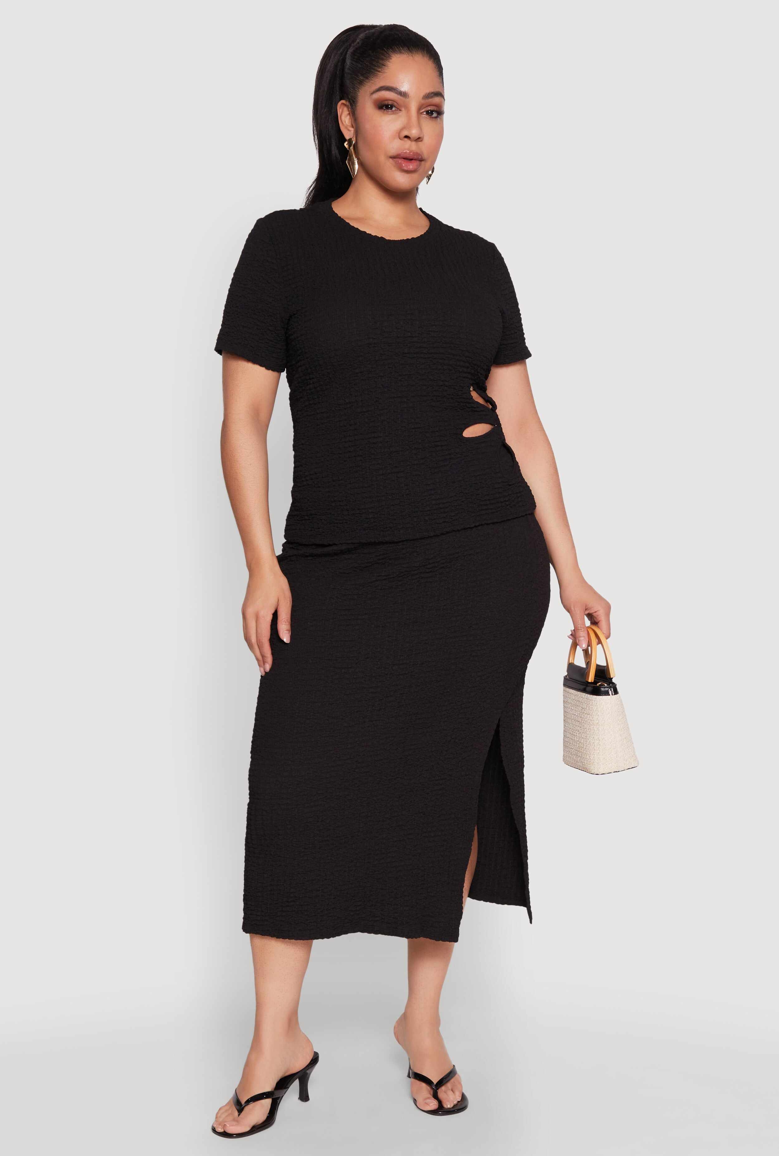 Plus Size Flower Cut Out Top