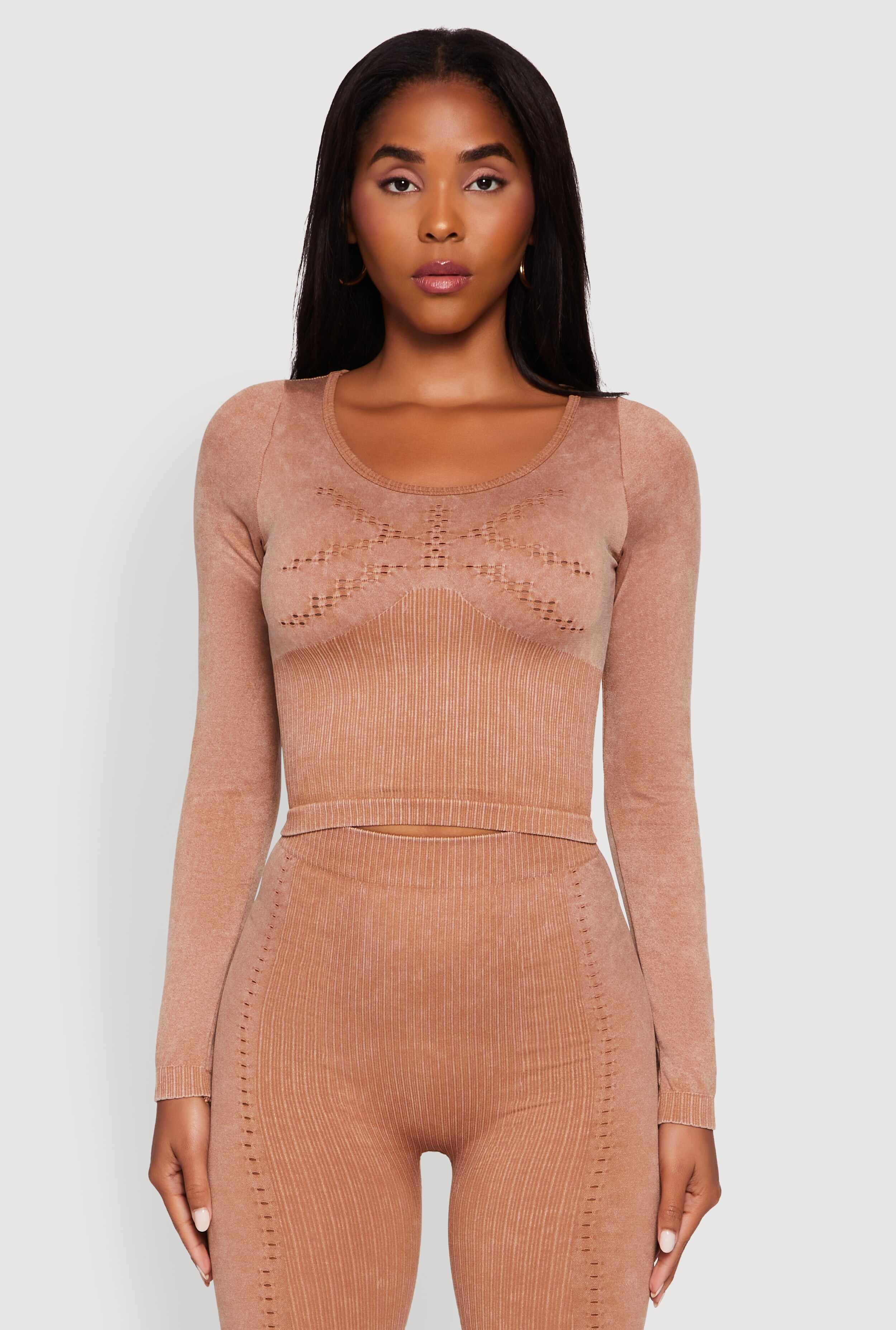 Seamless Laser Cut Corset Detail Crop Top