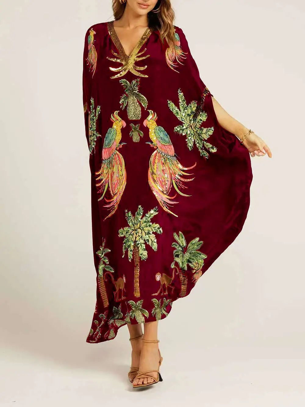 V-neck Printed Loose Fashion Dress