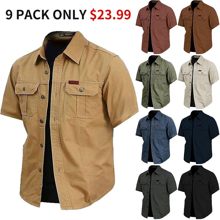🔥Cow Print Casual Men's work shirt short sleeve