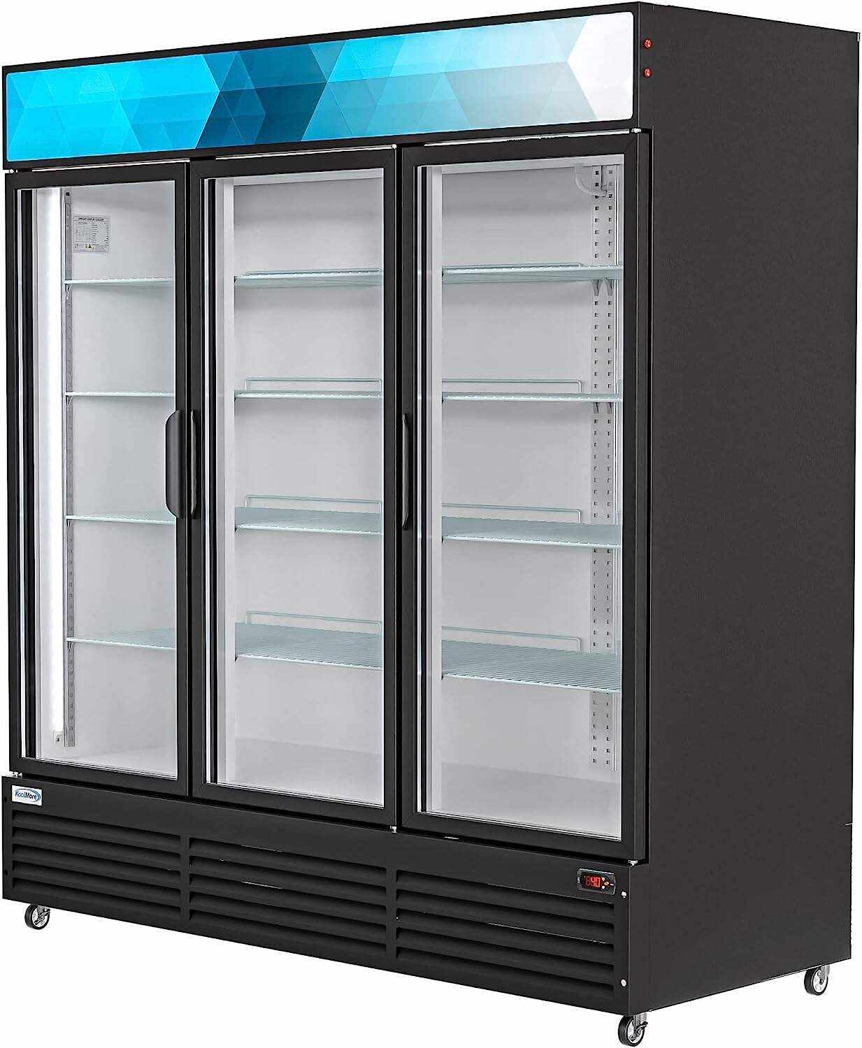 KoolMore Commercial One Glass Door Display Upright Beverage Refrigerator Cooler Merchandiser - 12 Cu. Ft [Black] (MDR-1GD-12C)