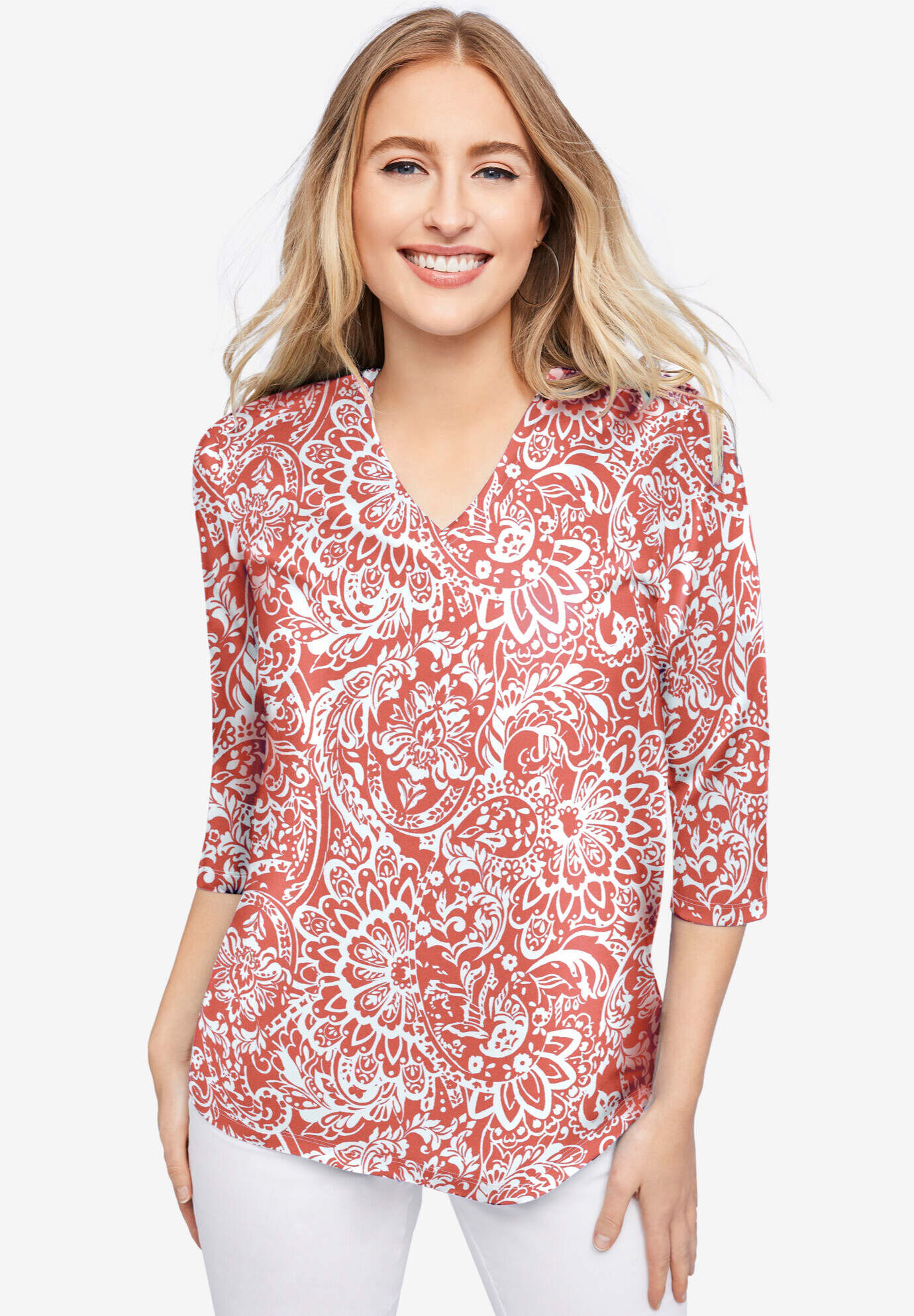 Stretch Cotton V-Neck Tee