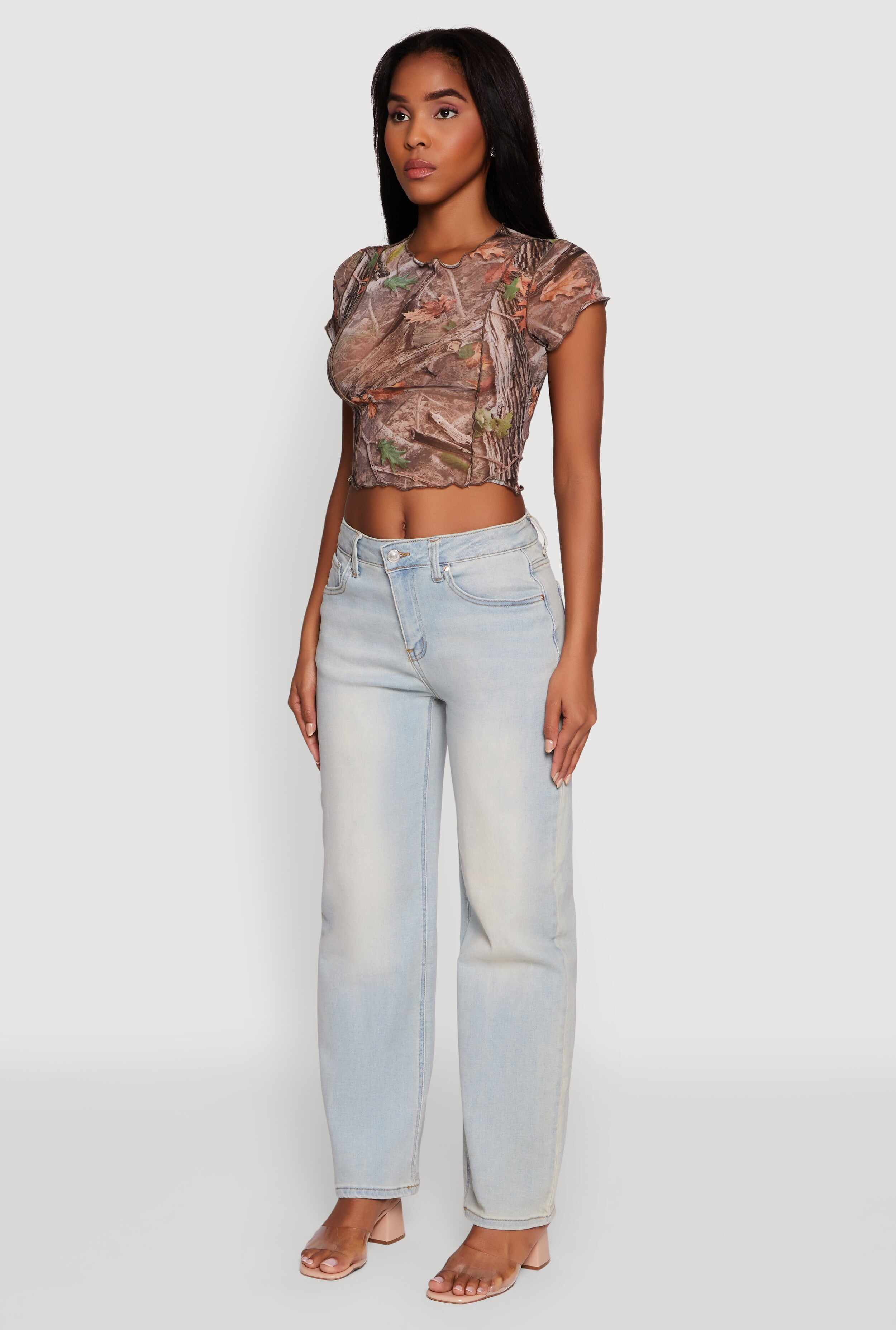 Mesh Hunter Camo Print Crop Top