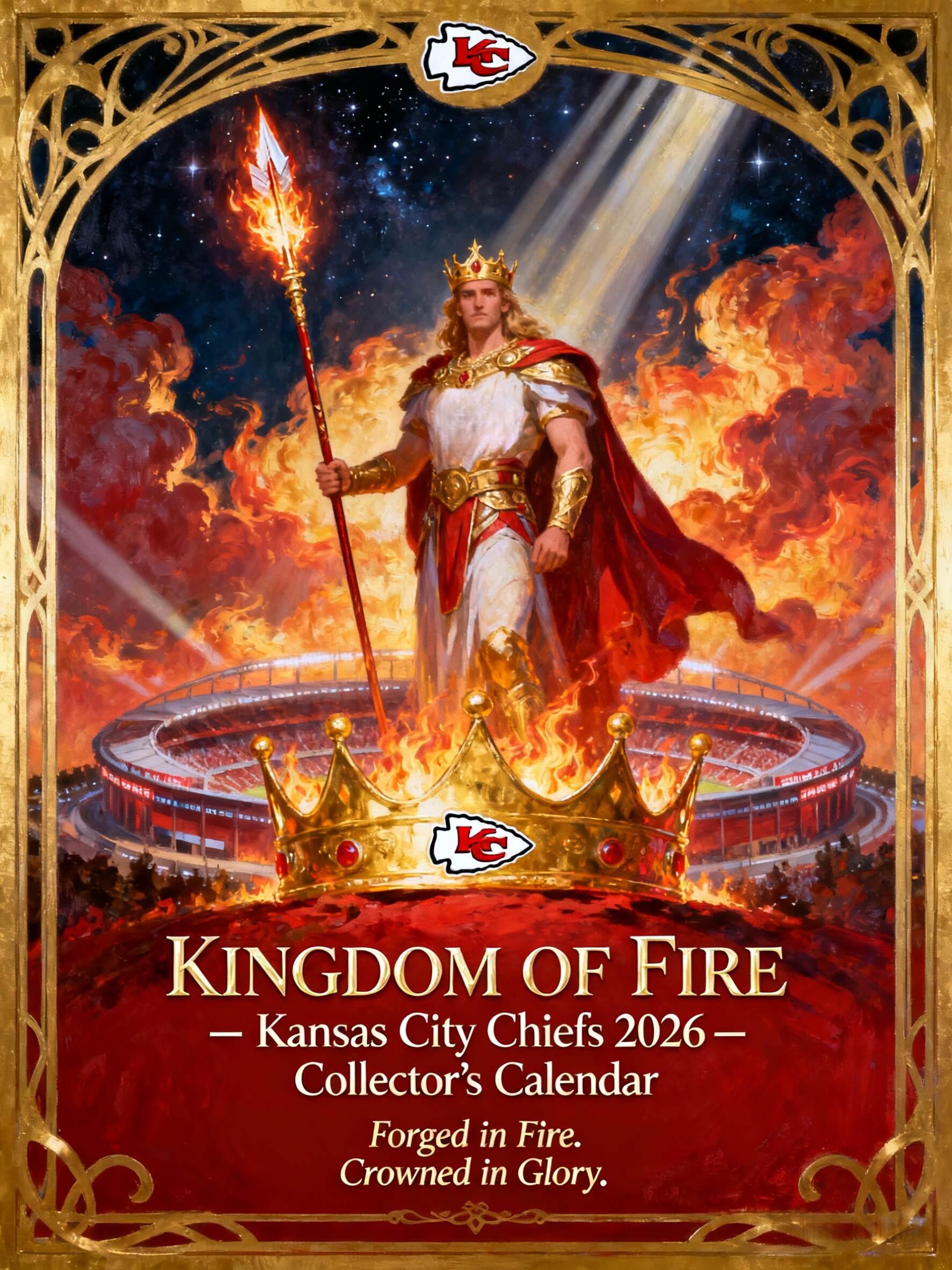 🏈 Kingdom of Fire – Kansas City Chiefs 2026 Collector’s Calendar