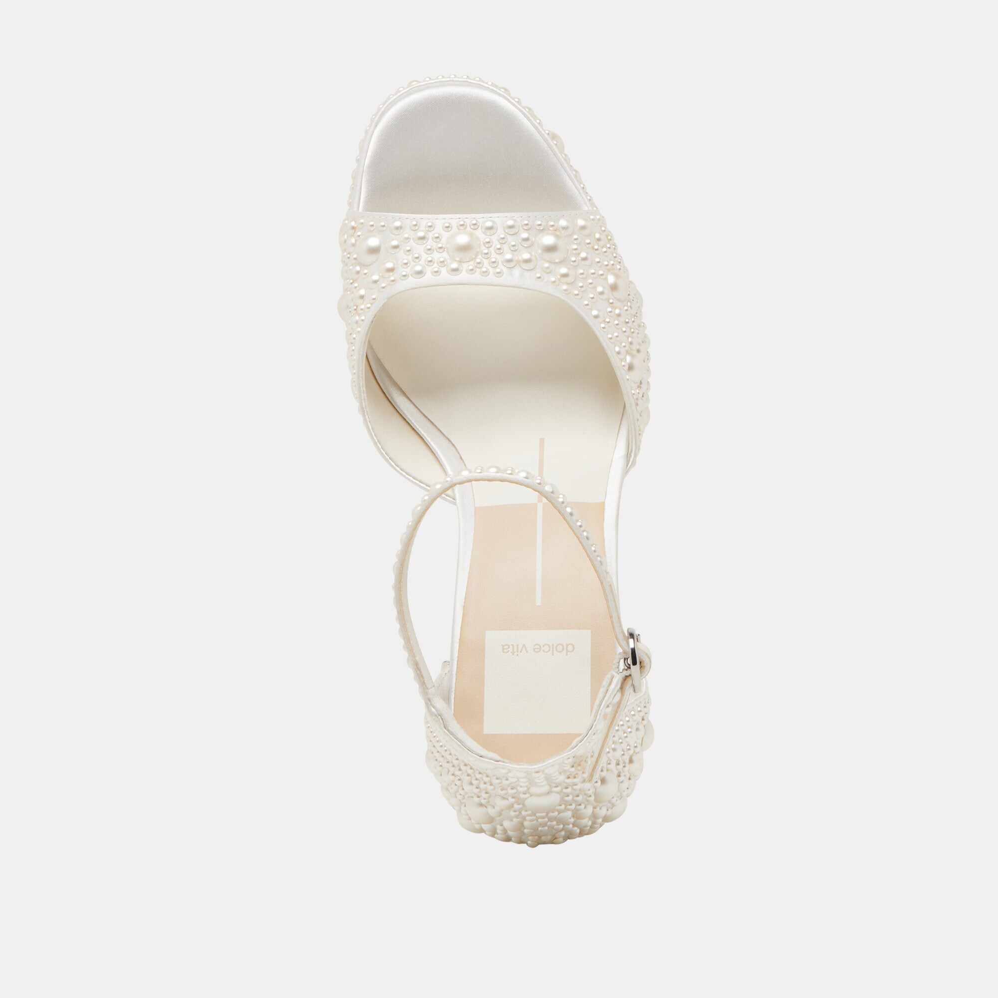 PANDRO PEARL WIDE HEELS TRUE WHITE SATIN