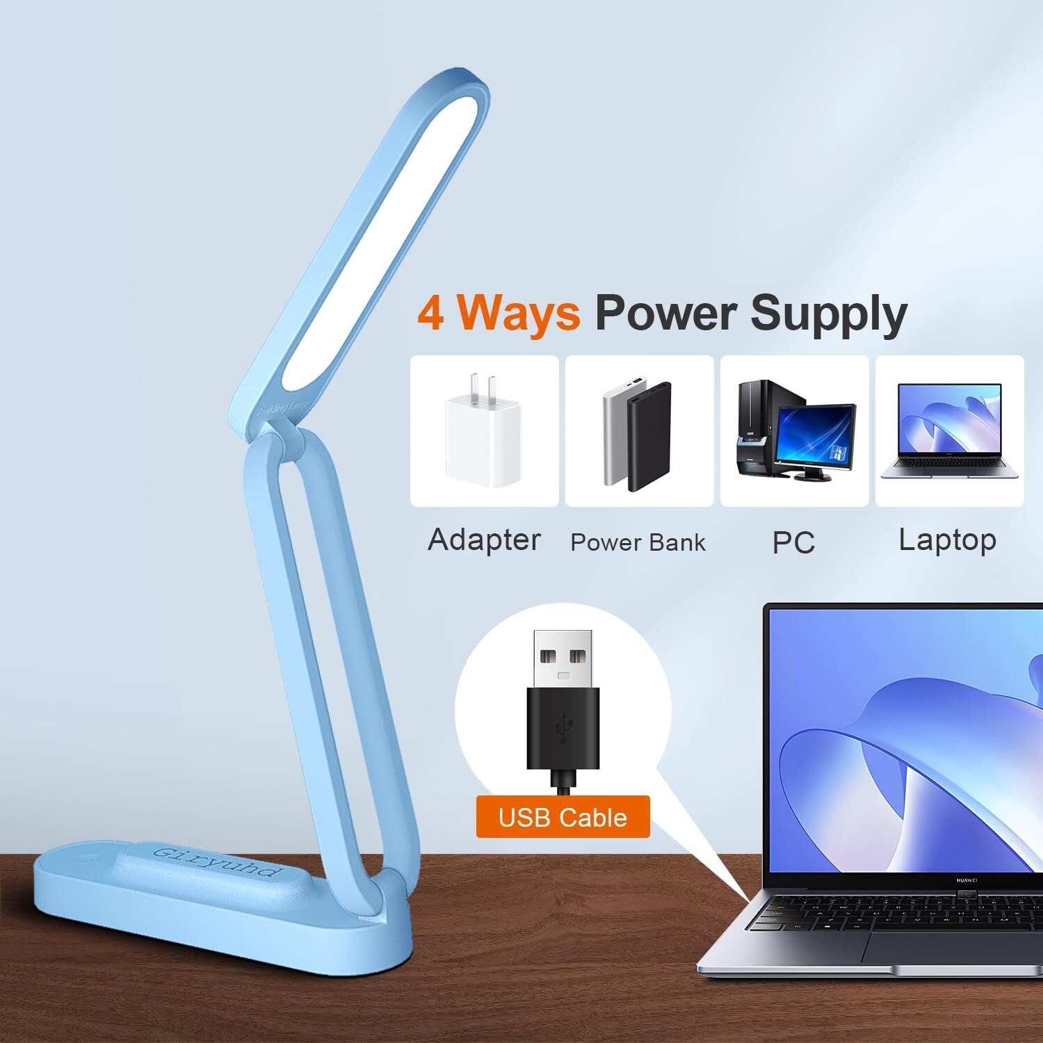 LED Desk Lamp for Office Home & Battery Operated Lamp Rechargeable Lamp Foldable & Portable Light, LED Desk Light Strip, 3 Brightness Dimmable Small Desk Lamp Wireless Reading Lamp