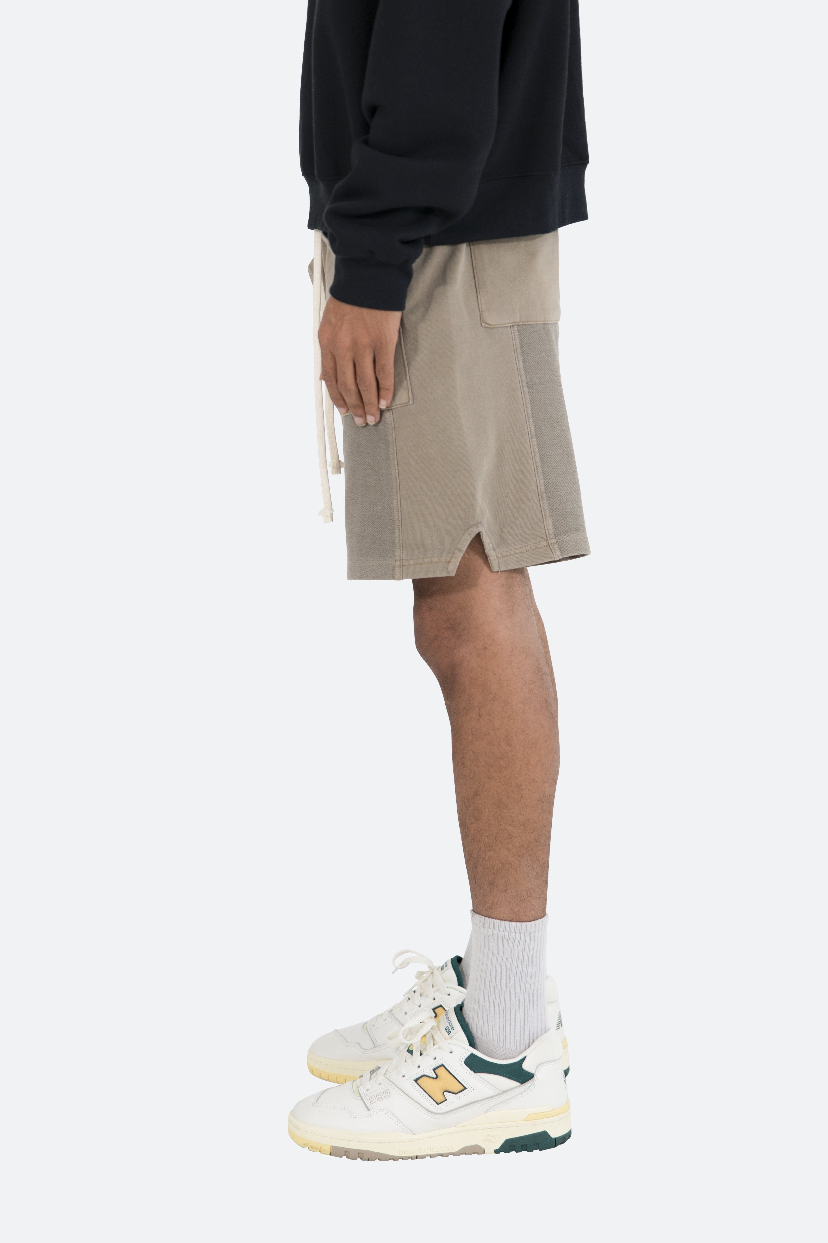 Terry Paneled Shorts - Brown