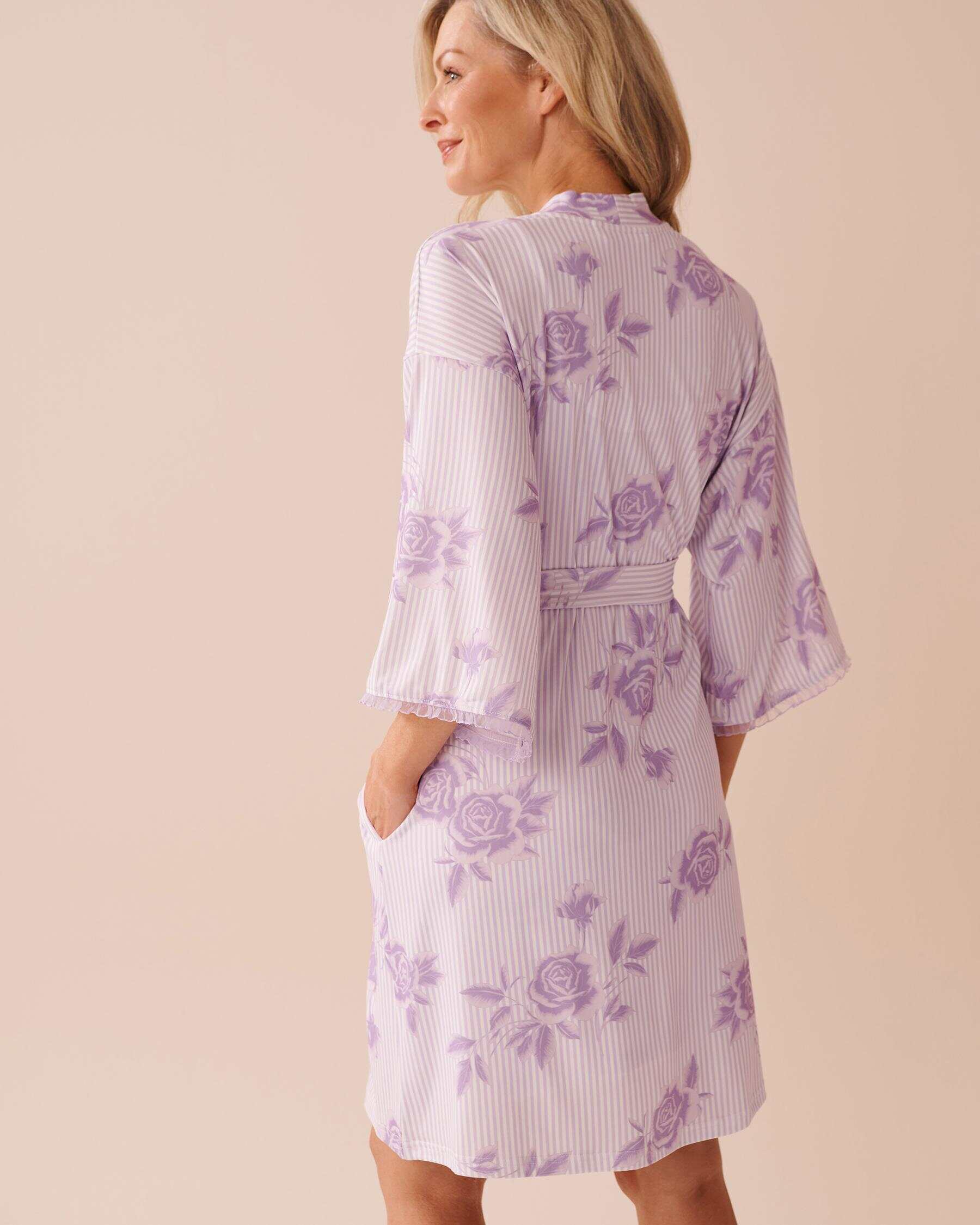 Lilac Rose Print Super Soft Kimono