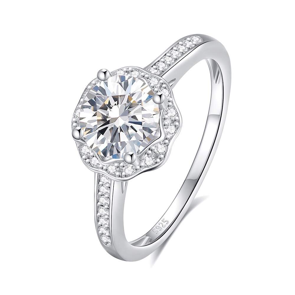 Small Diamond - Accented One - Carat Moissanite Exquisite Ring