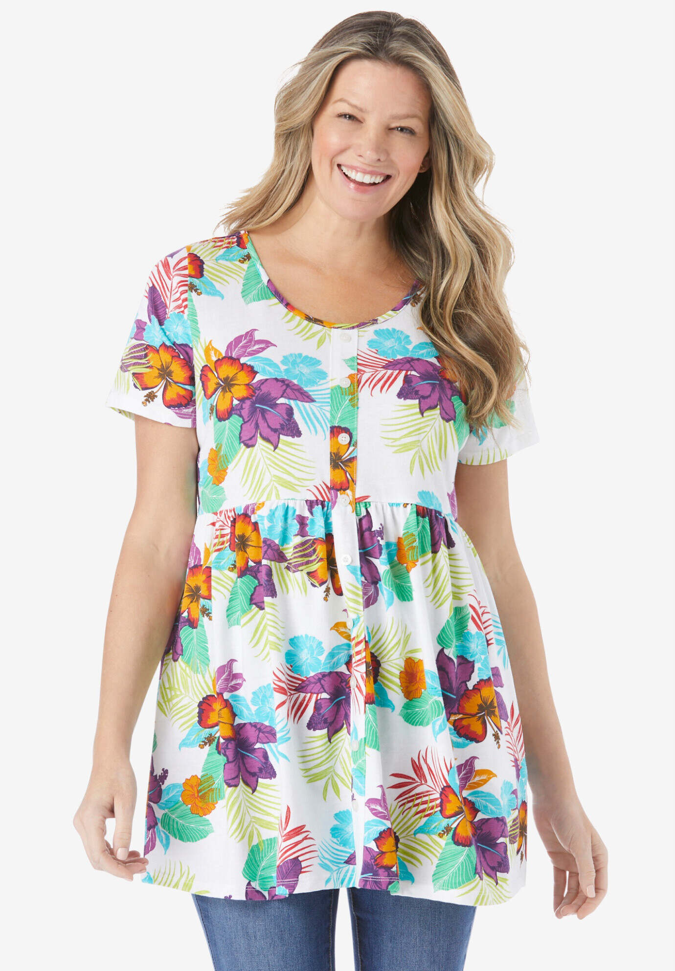 Short-Sleeve Empire Waist Tunic