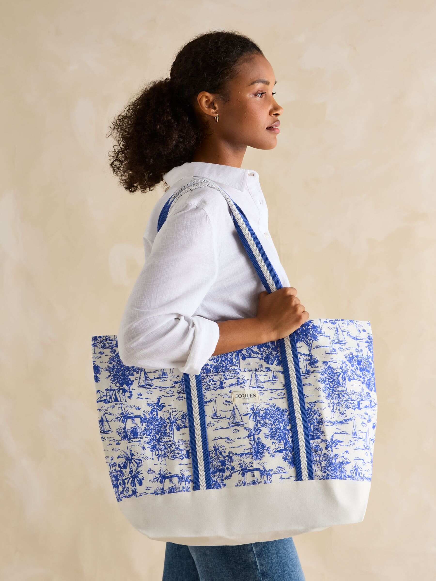 Promenade Neutral Canvas Beach Bag