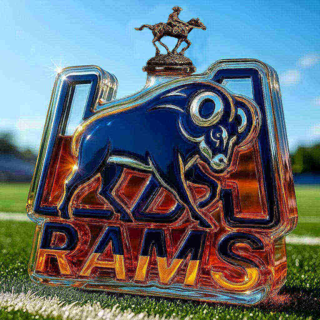 LA Rams Whiskey Bottle