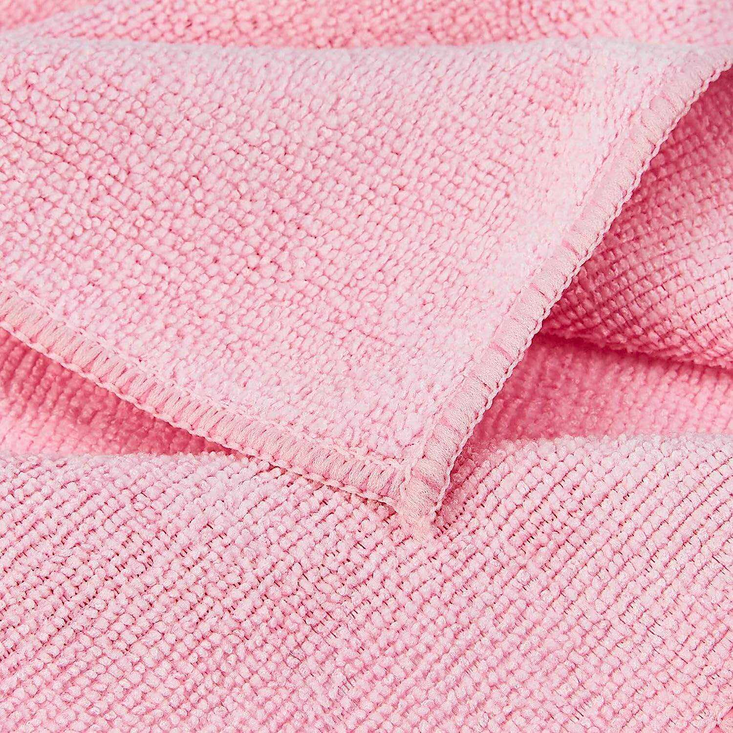 Basics Microfiber Cleaning Cloth, Non-Abrasive, Reusable and Washable, Pack of 48, Green/Gray/Pink, 16