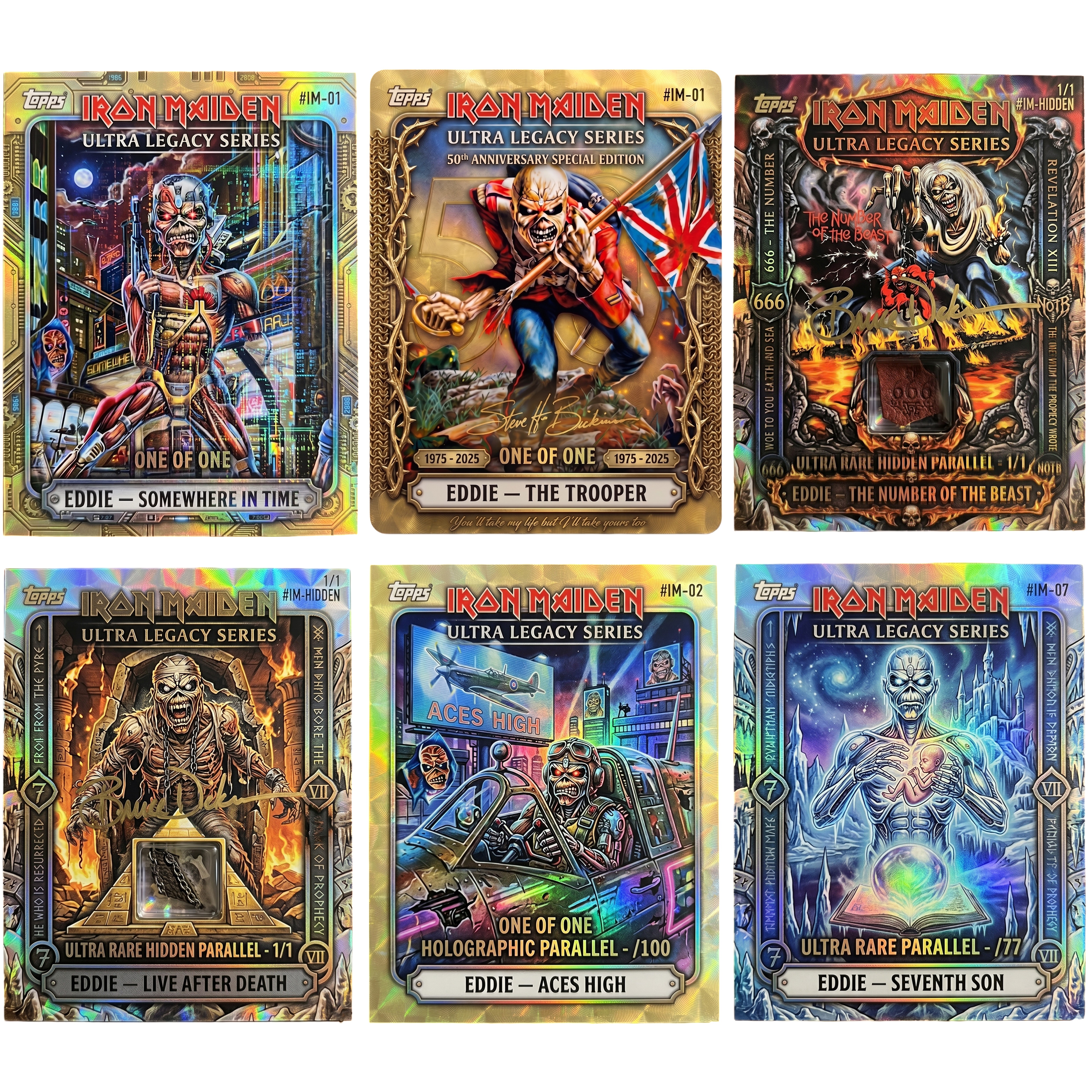 Iron Maiden Eddie 50 Years of Metal Limited Trading Card Box Holographic Rare Edition