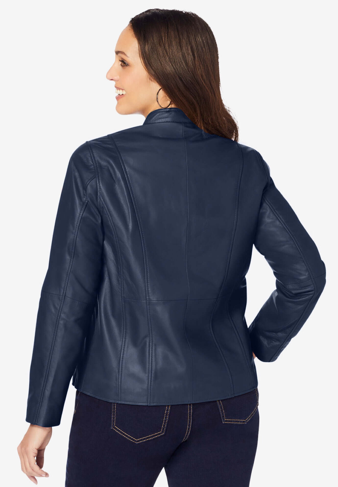 Zip Front Leather Jacket