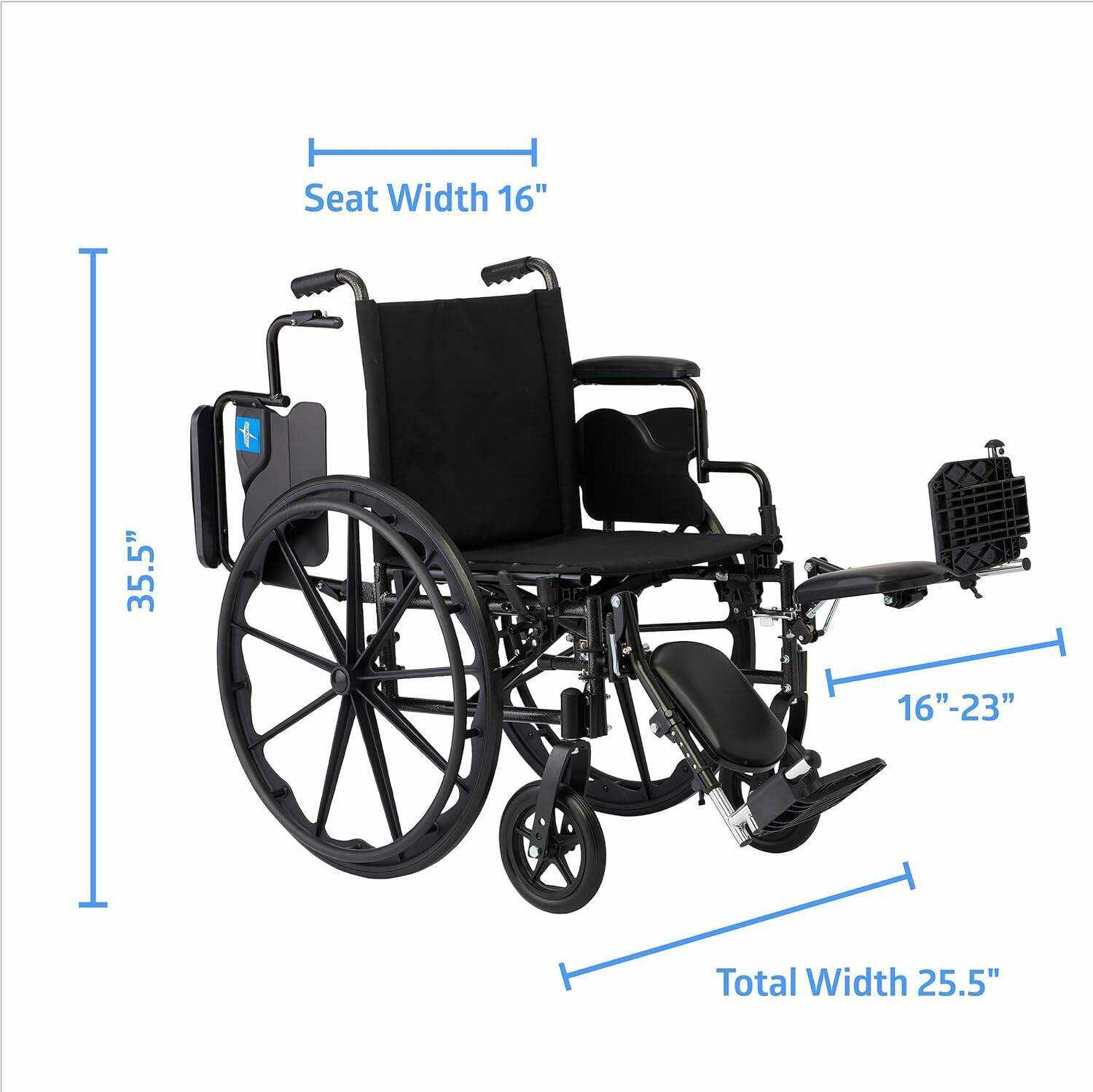 Medline 20” Foldable K4 Wheelchair with Swing-Back Desk-Length Arms & Elevating Legrests, 300 lbs. Capacity, Transport Chair for Adults & Seniors