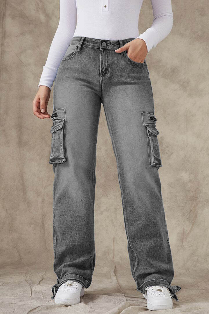 90s Vintage Flap Pocket Low Waist Cargo Jeans