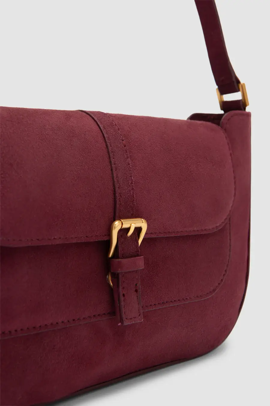 Black Semi Patent Leather Shoulder Bag