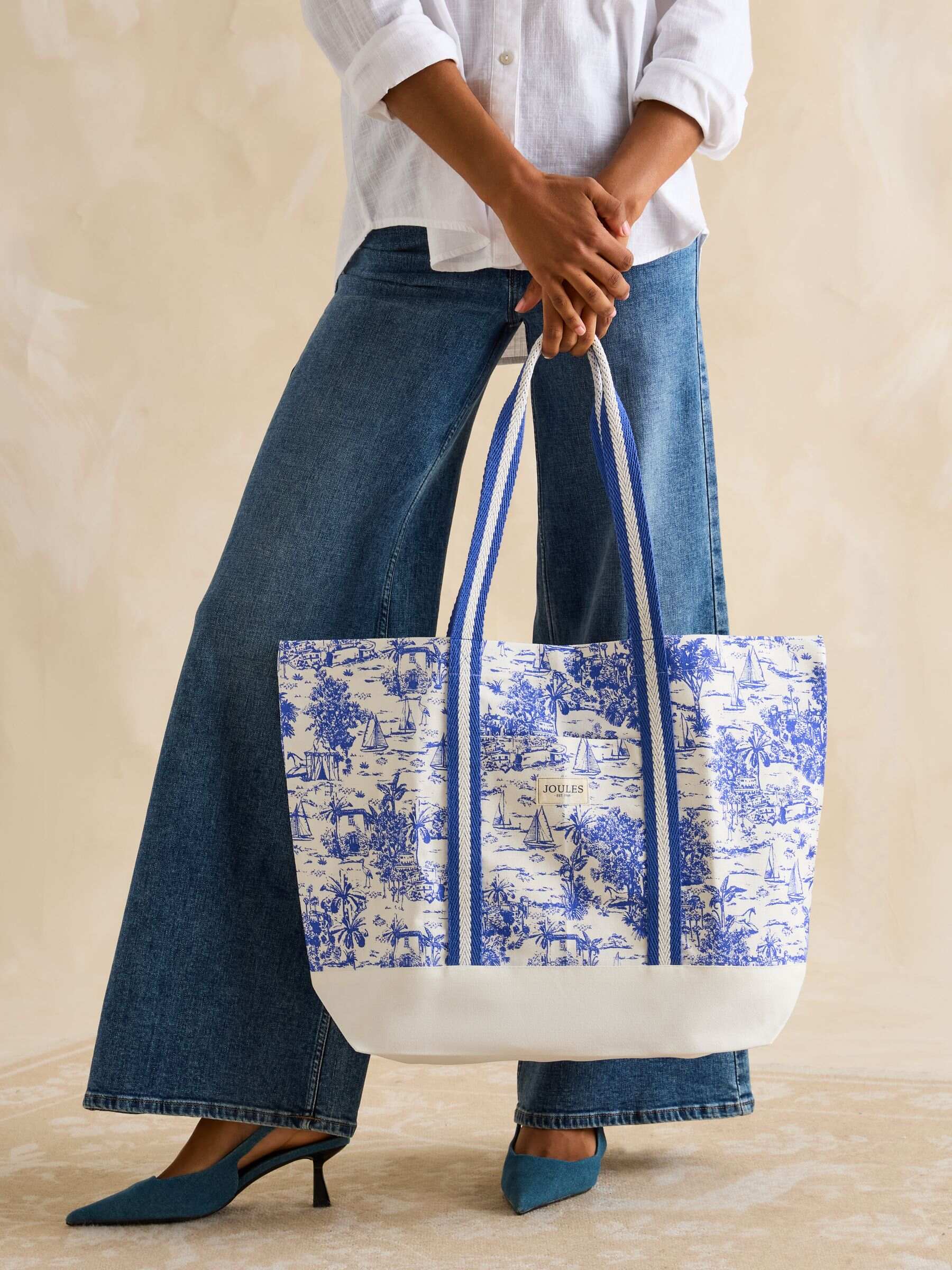 Promenade Neutral Canvas Beach Bag