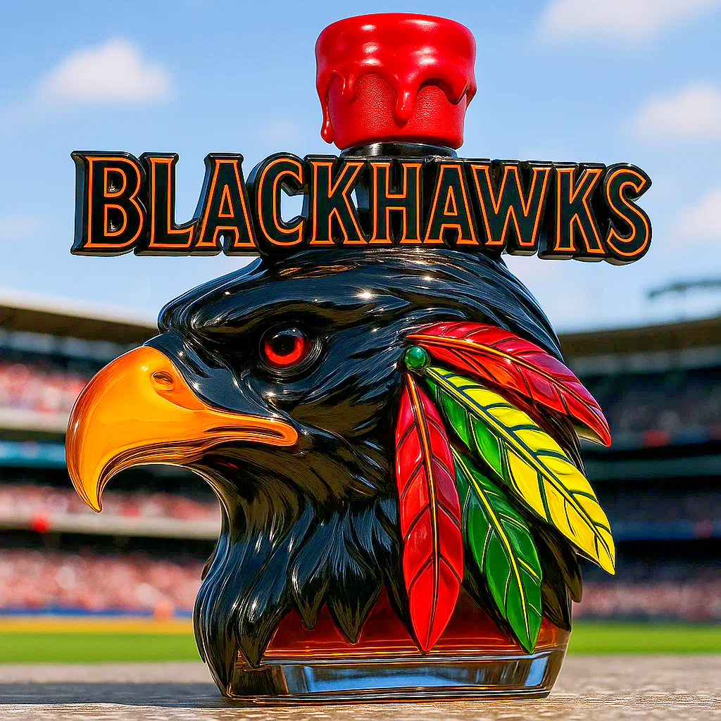 Chicago Blackhawks 100th Anniversary Whiskey Bottle