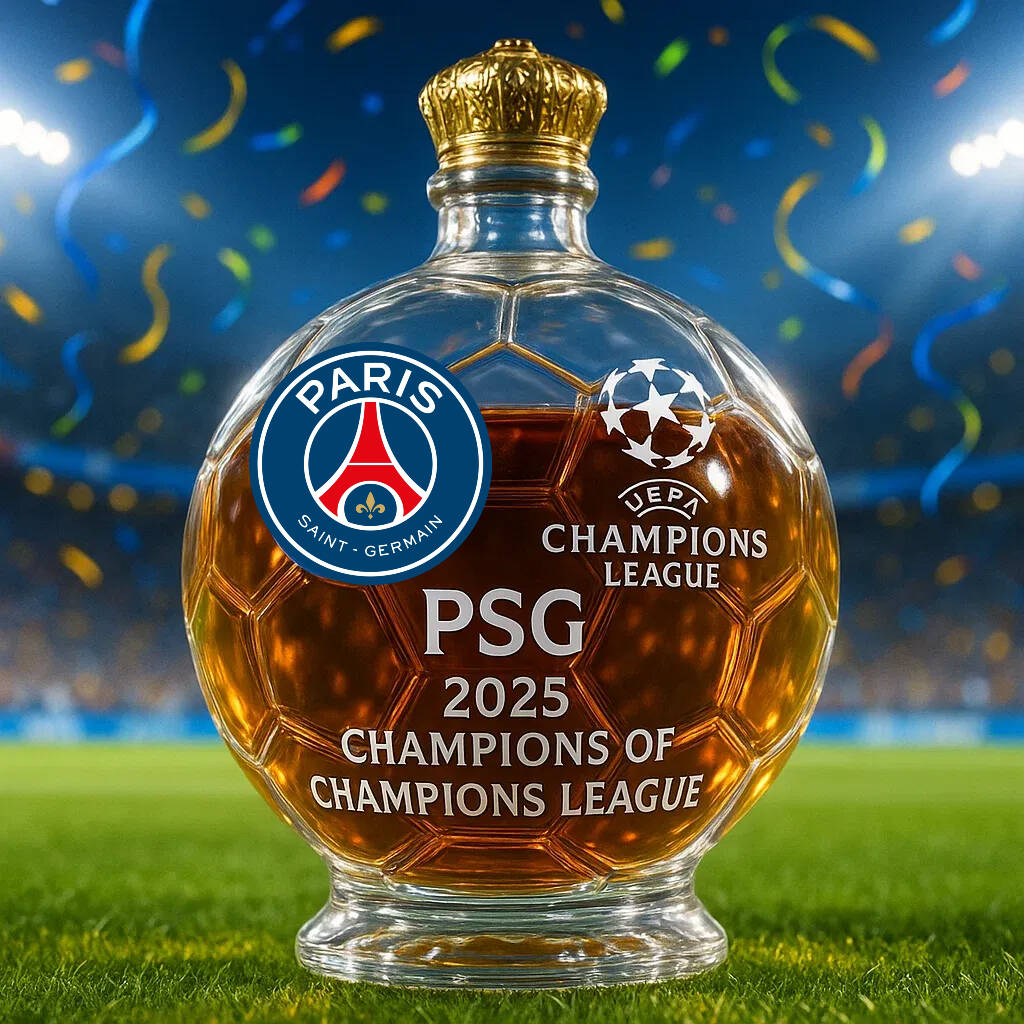Commemorating PSG's victory in the 2025 Champions League Whisky Bottle