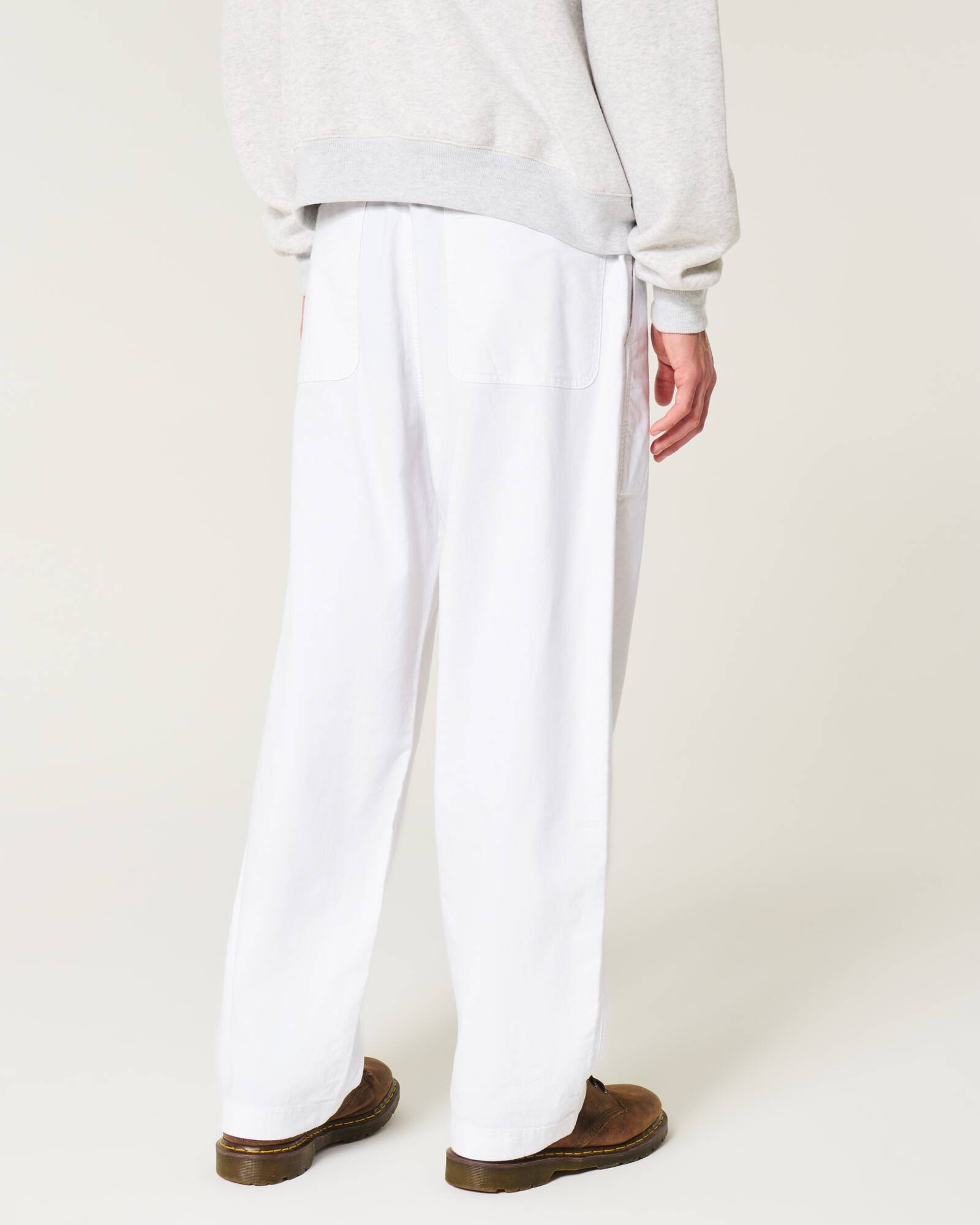 Linen-Blend Flex Waist Baggy Pants