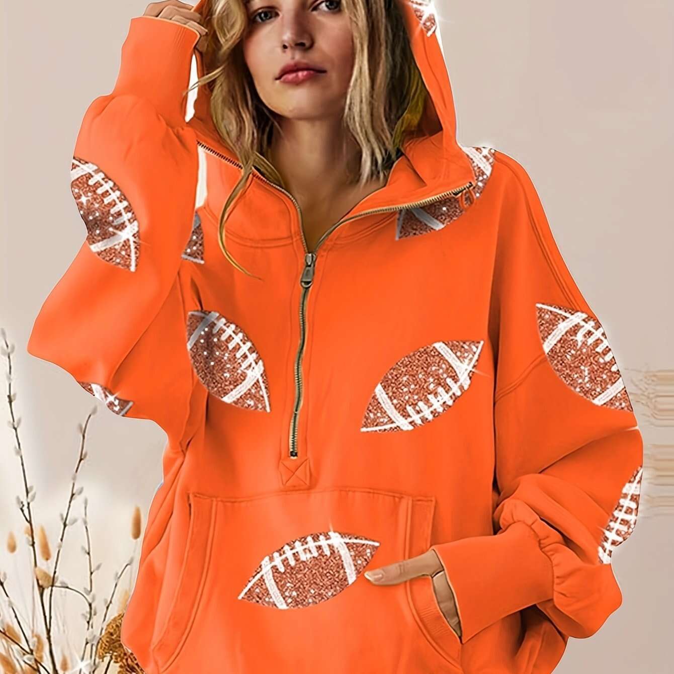 🔥‘Glam Kickoff’ Long Sleeve Zip Hoodie