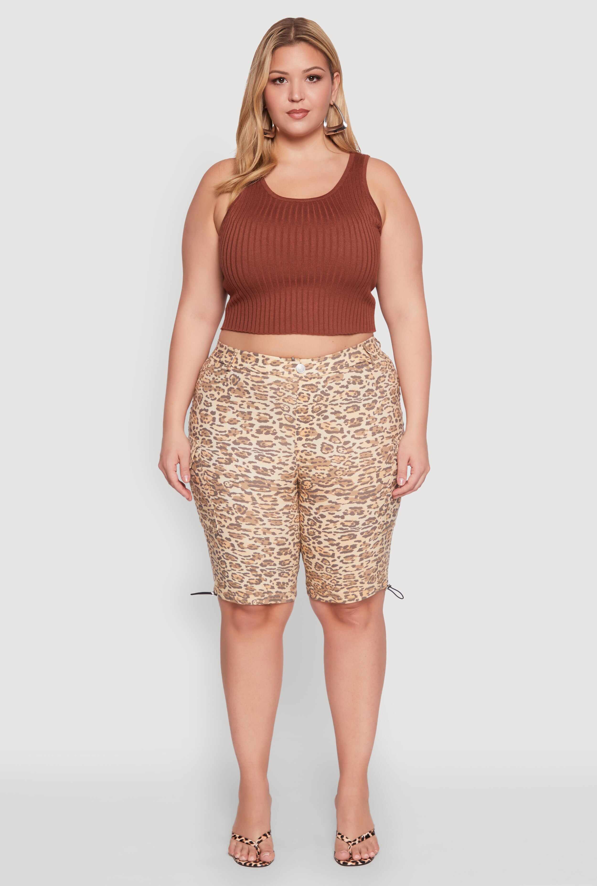 Plus Size Hyper Stretch Cargo Bermuda Shorts