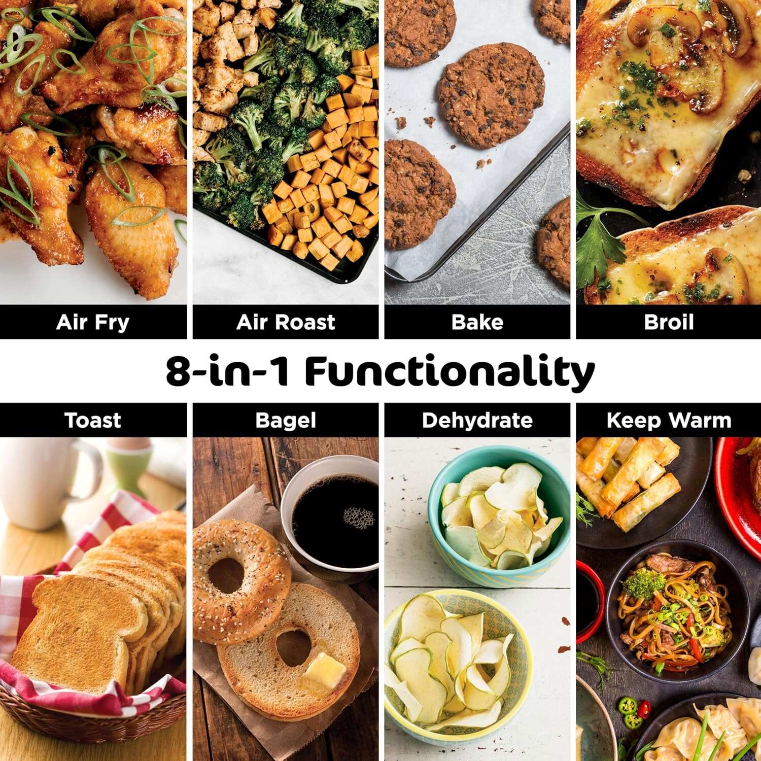Air Fryer Toaster Oven Combo | 8-in-1 Functionality | Flip Up & Away for Storage Space | Air Fry Basket, Sheet Pan, Wire Rack & Removable Crumb Tray |1800 Watt | Stainless Steel | SP151