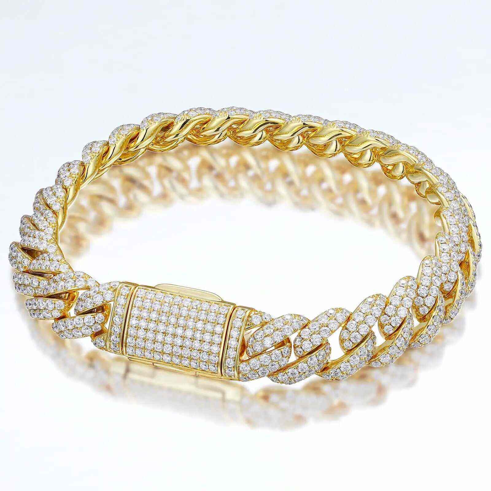 Test10mm S925 2 Row Moissanite Bubble Cuban Link Bracelet
