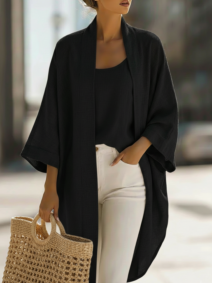 🔥Summer Arrivals🌟Cozy Minimalist Loose Cardigan And Vest Linen Set