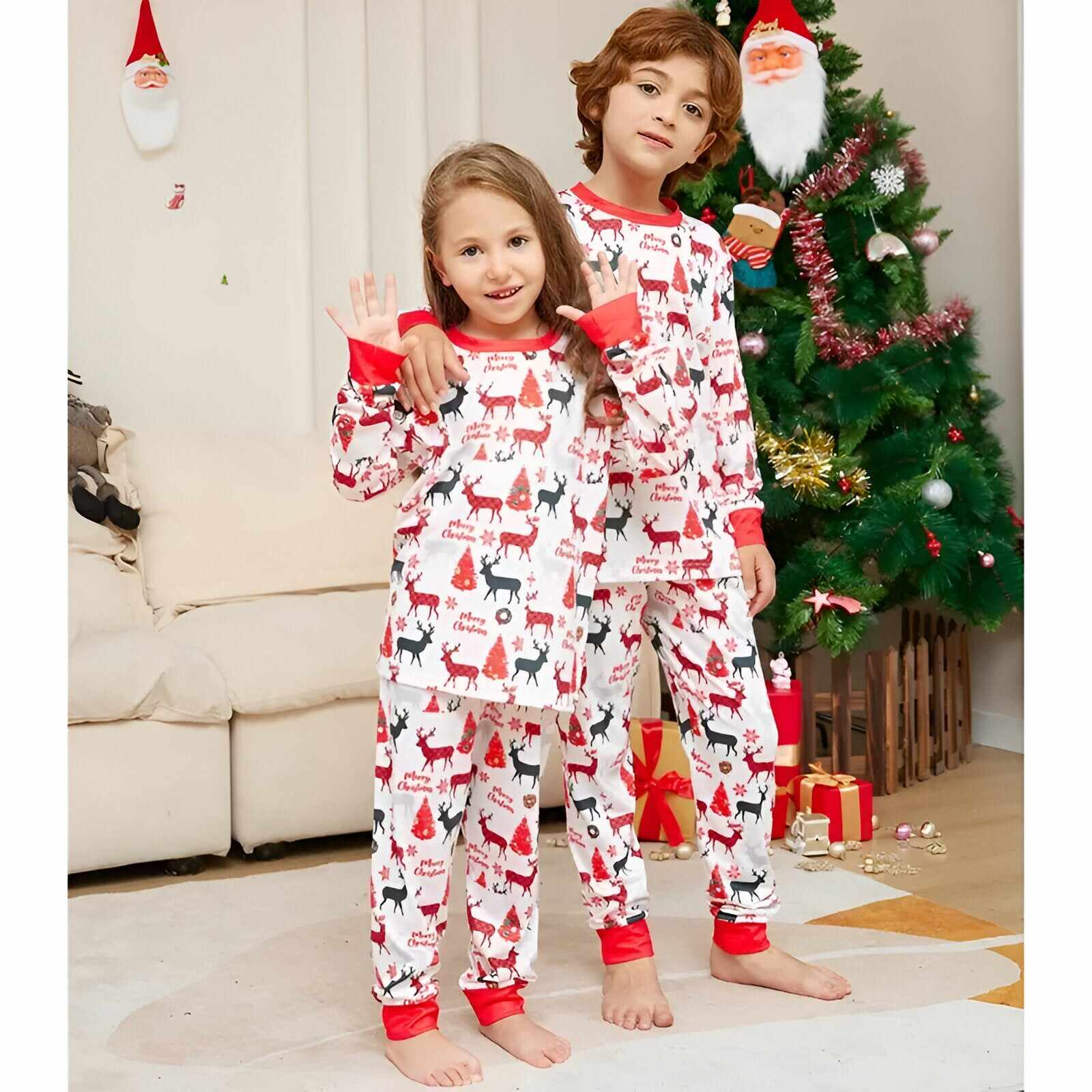 Kids White Matching Family Christmas Pajamas