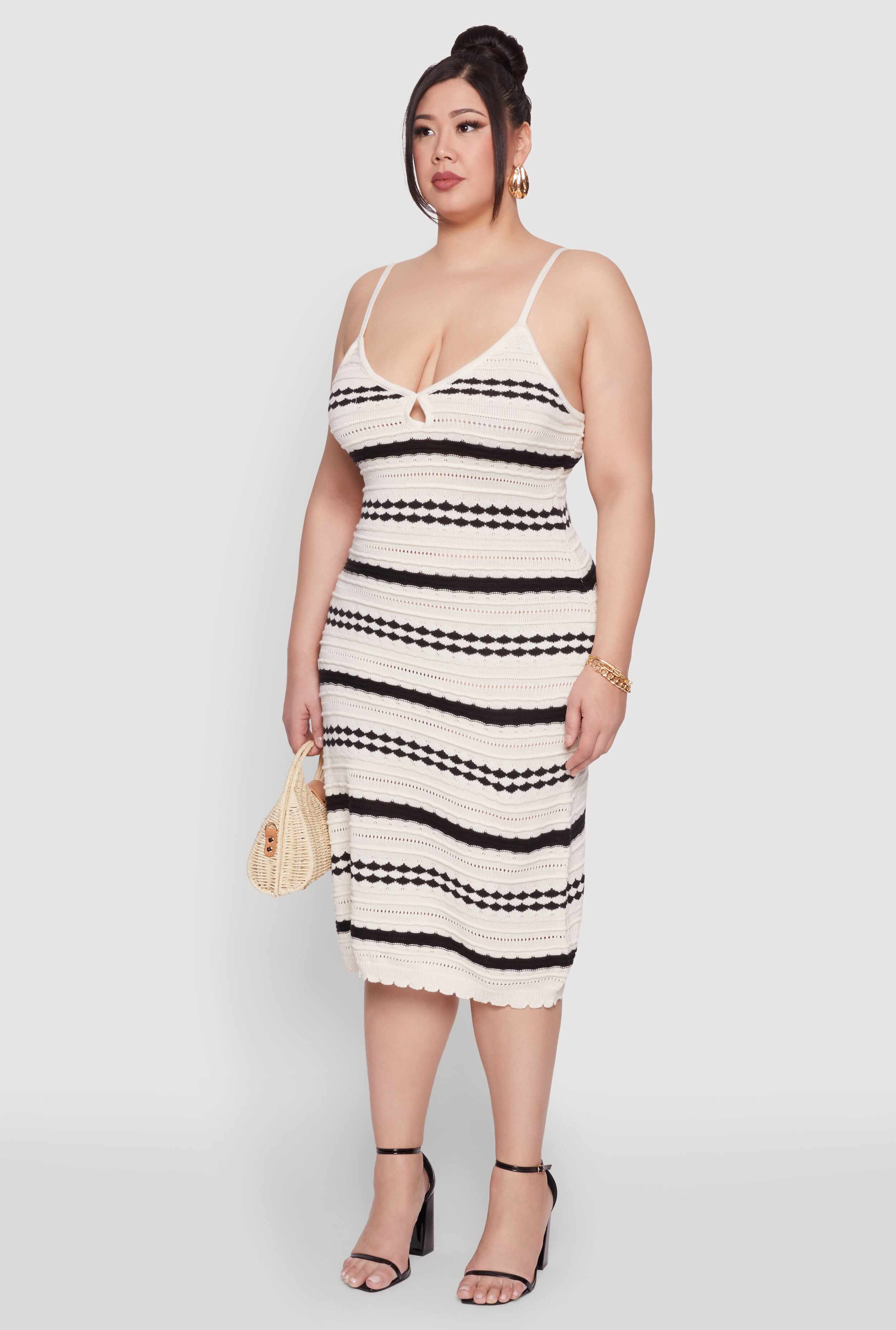 Plus Size Almost Famous Striped Midi Dress