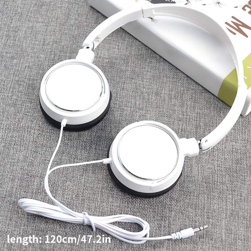 1pc Over-Ear Wired Headphones with 3.5mm Jack - Sleek White & Black, Comfort Padded Ear Cups, Tangle-Free Cable, Ideal for Gaming, Music Listening & Video Watching