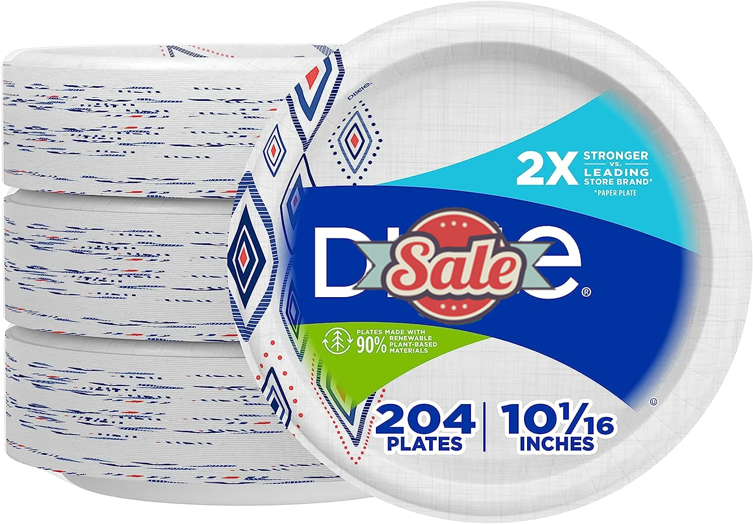 10 Inch Paper Plates, Dinner Size Printed Disposable Plate, 204 Count (3 Packs of 68 Plates)