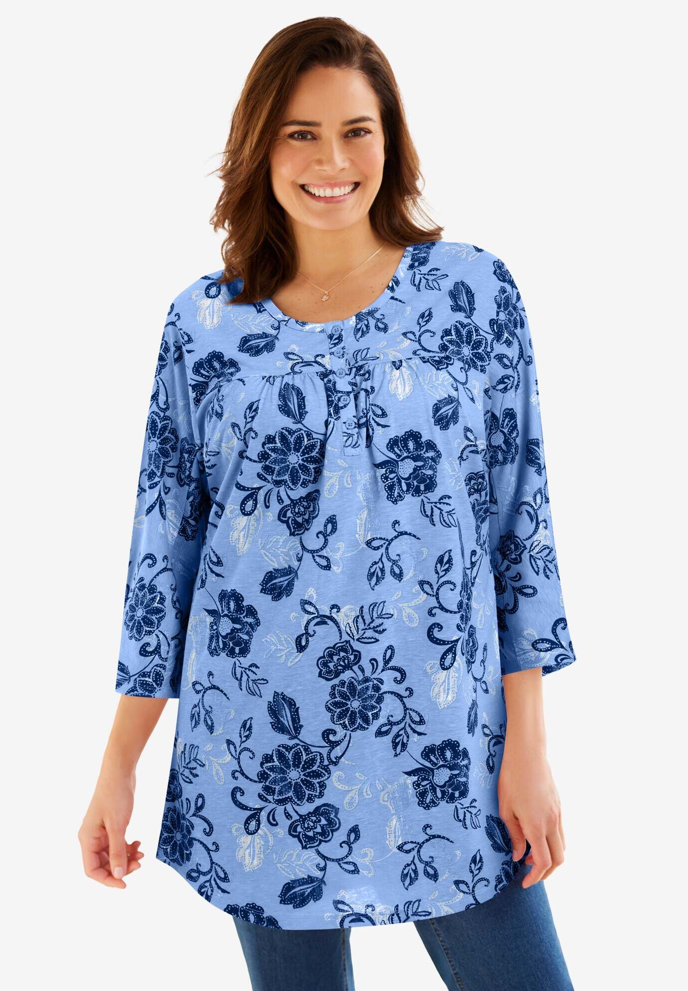 Dolman Sleeve Henley Tunic