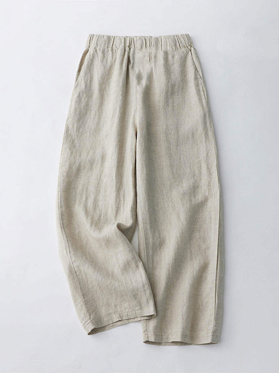 🔥Summer Arrivals🌟Women's Breathable Elastic Pocket Lazy Casual Cotton And Linen Loose Pants