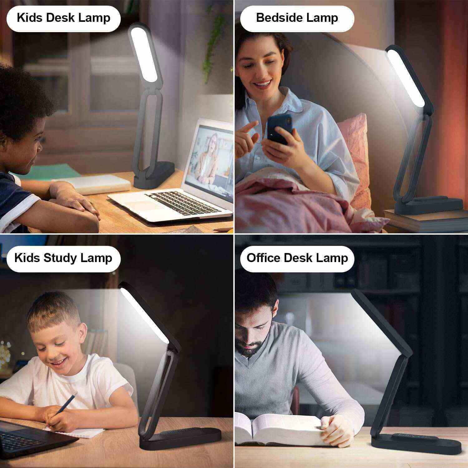 LED Desk Lamp for Office Home & Battery Operated Lamp Rechargeable Lamp Foldable & Portable Light, LED Desk Light Strip, 3 Brightness Dimmable Small Desk Lamp Wireless Reading Lamp