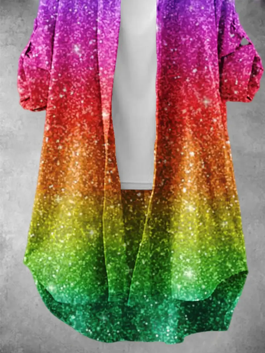 Women's Rainbow Gradient Faux Sequins Lgbt Art Print Dress