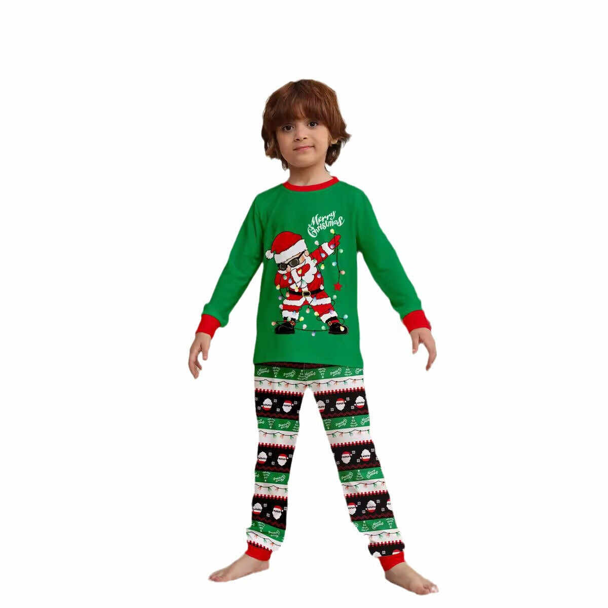 Green Dabbing Santa Family Matching Pajamas Pjs