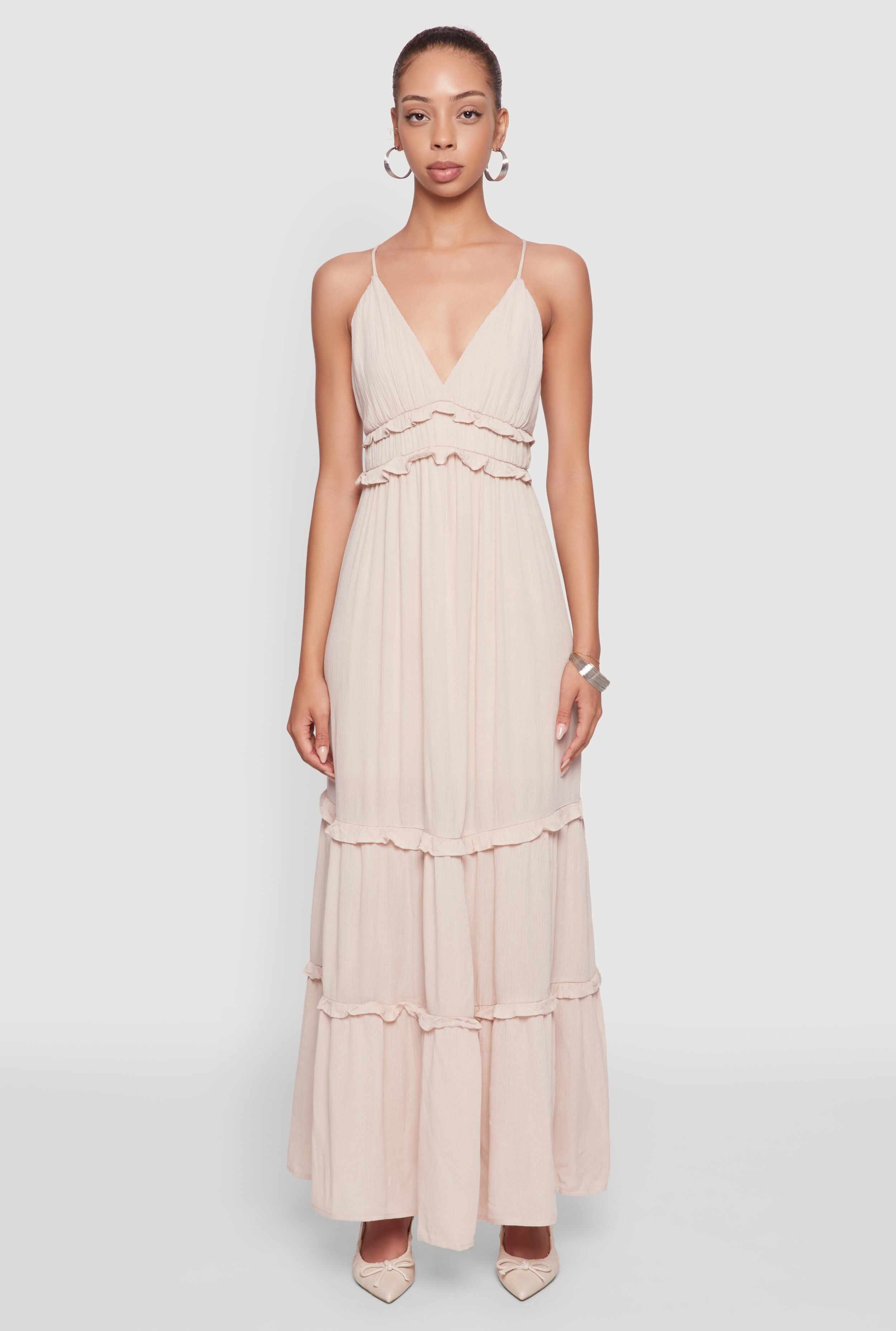 Gauze Knit Sleeveless Maxi Tiered Sundress