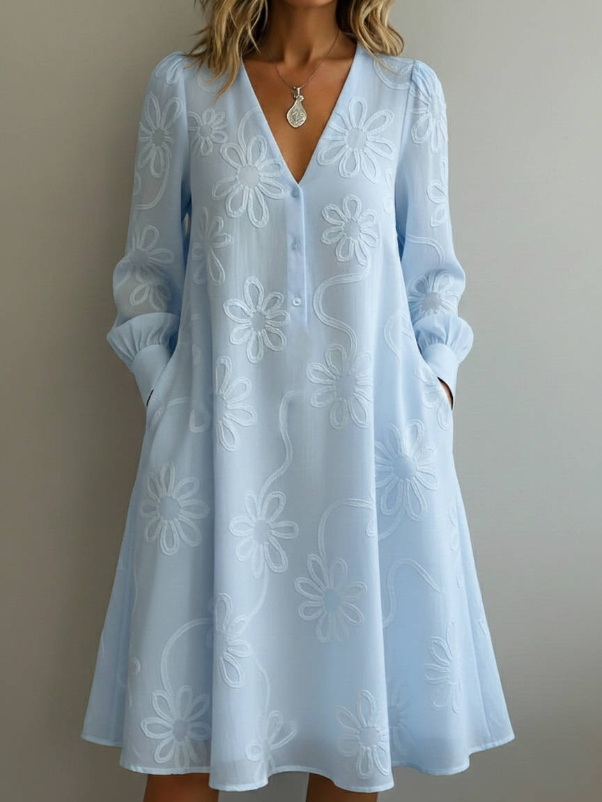 🔥Summer Arrivals🌟Vintage Elegant V-neck Floral Embroidery Dress