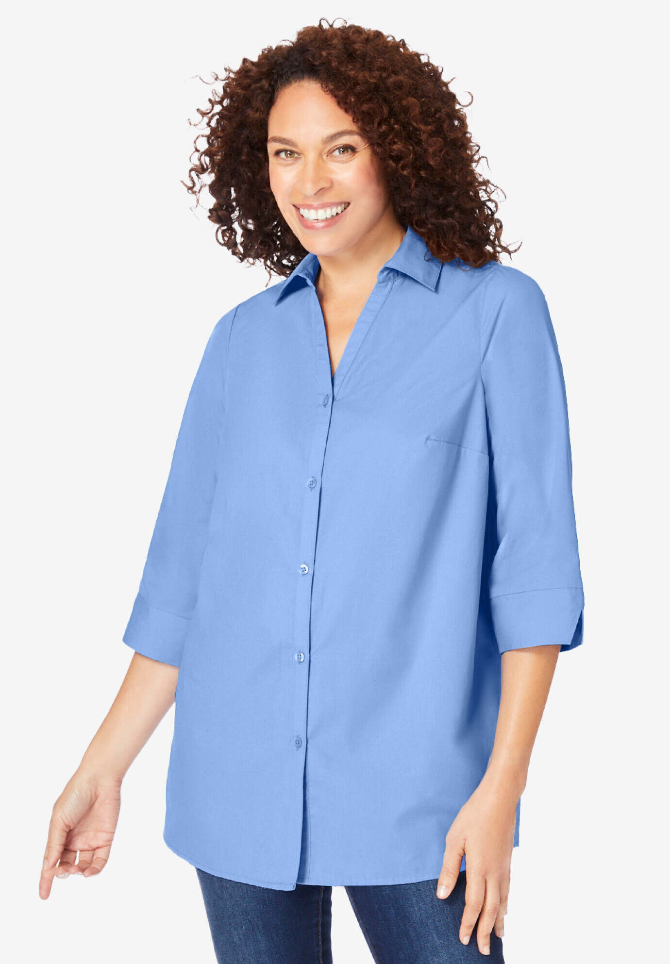 Perfect Three-Quarter Sleeve Back Pleat Shirt