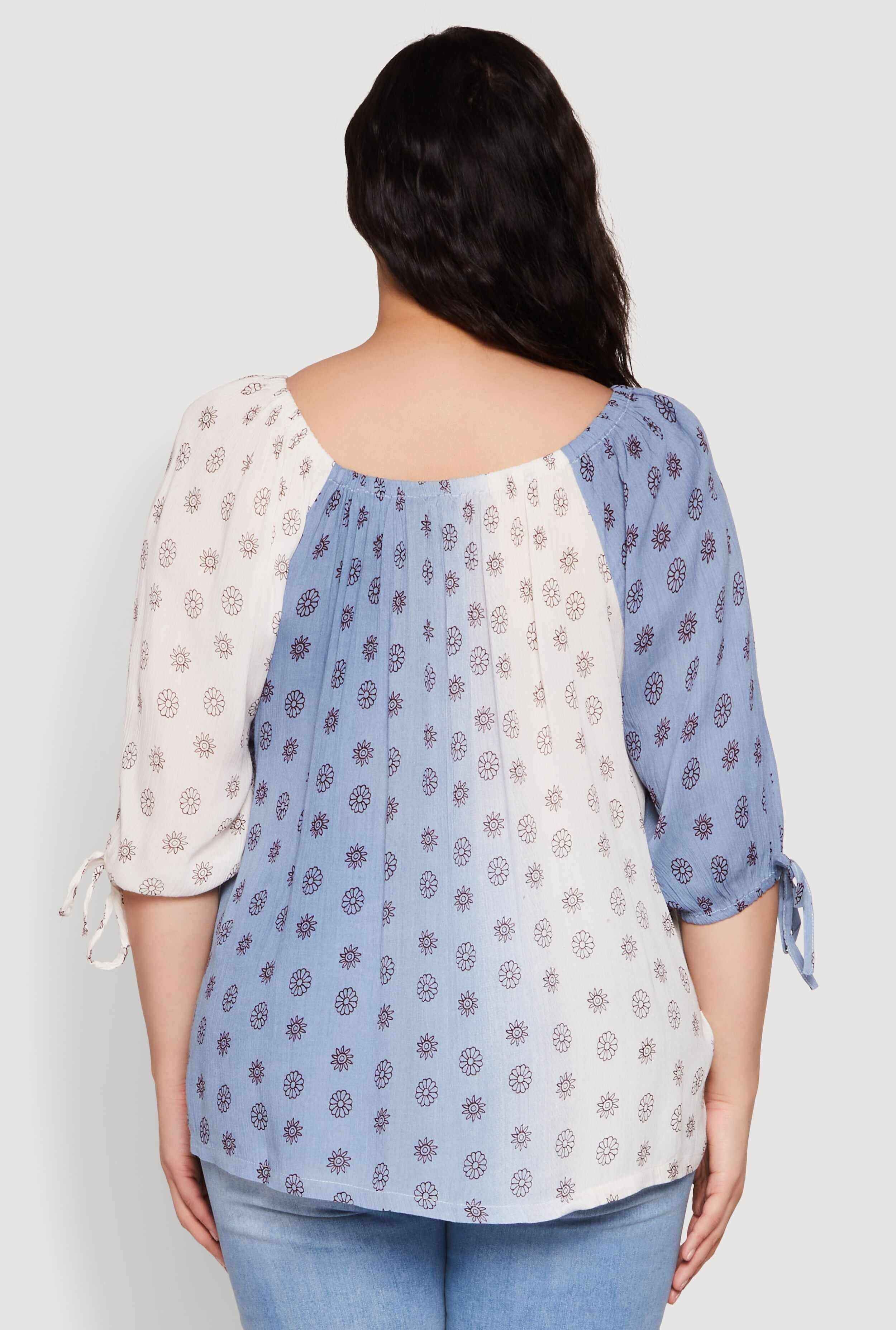 Plus Size Ombre Flower Print Blouse