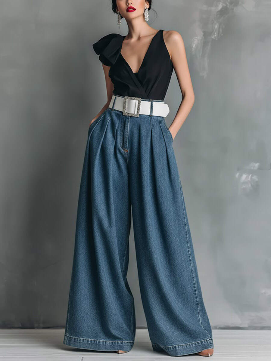 🔥Summer Arrivals🌟Women's High-waisted Casual Loose-fitting Wide-leg Jeans