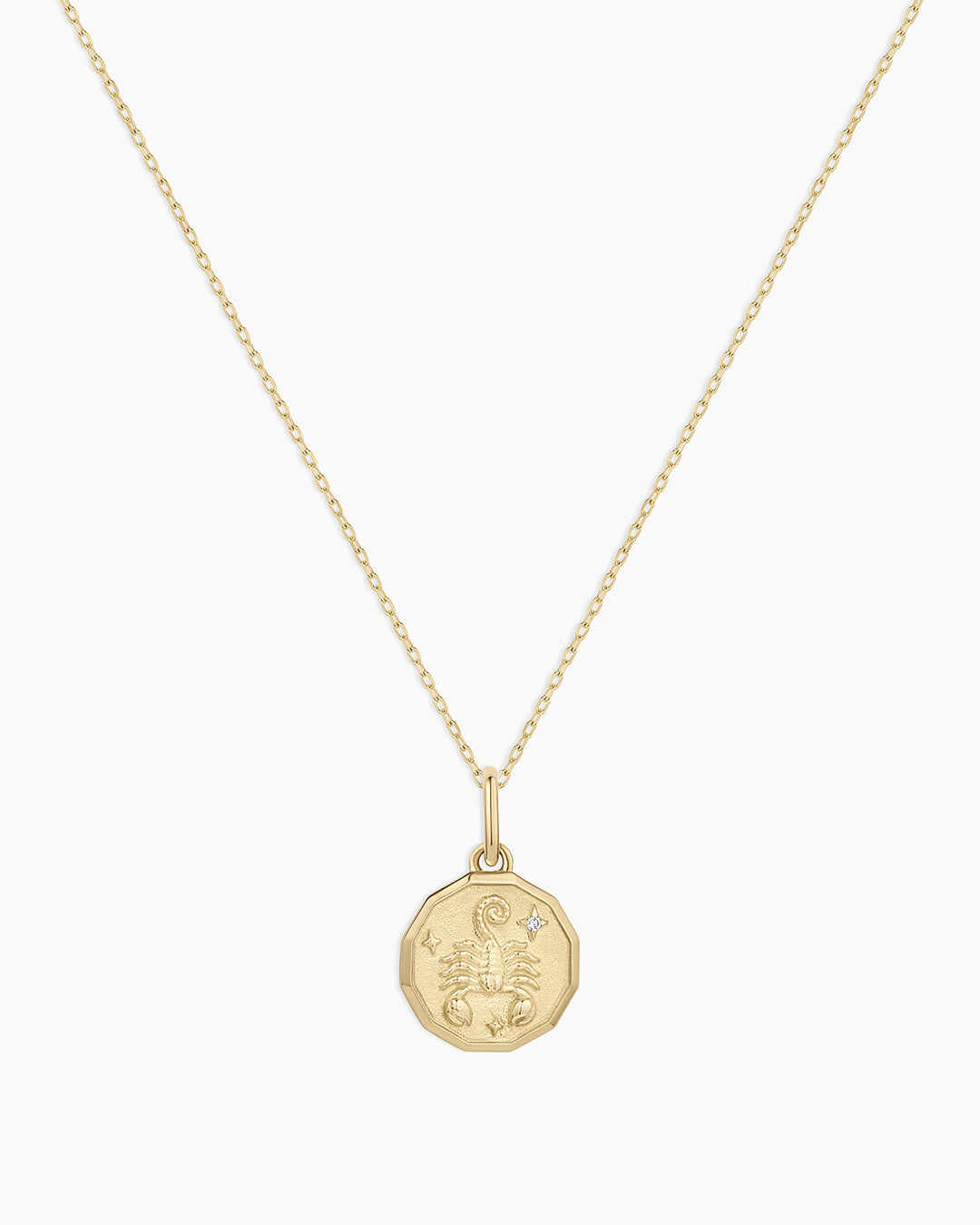 Diamond Zodiac Coin Charm Necklace