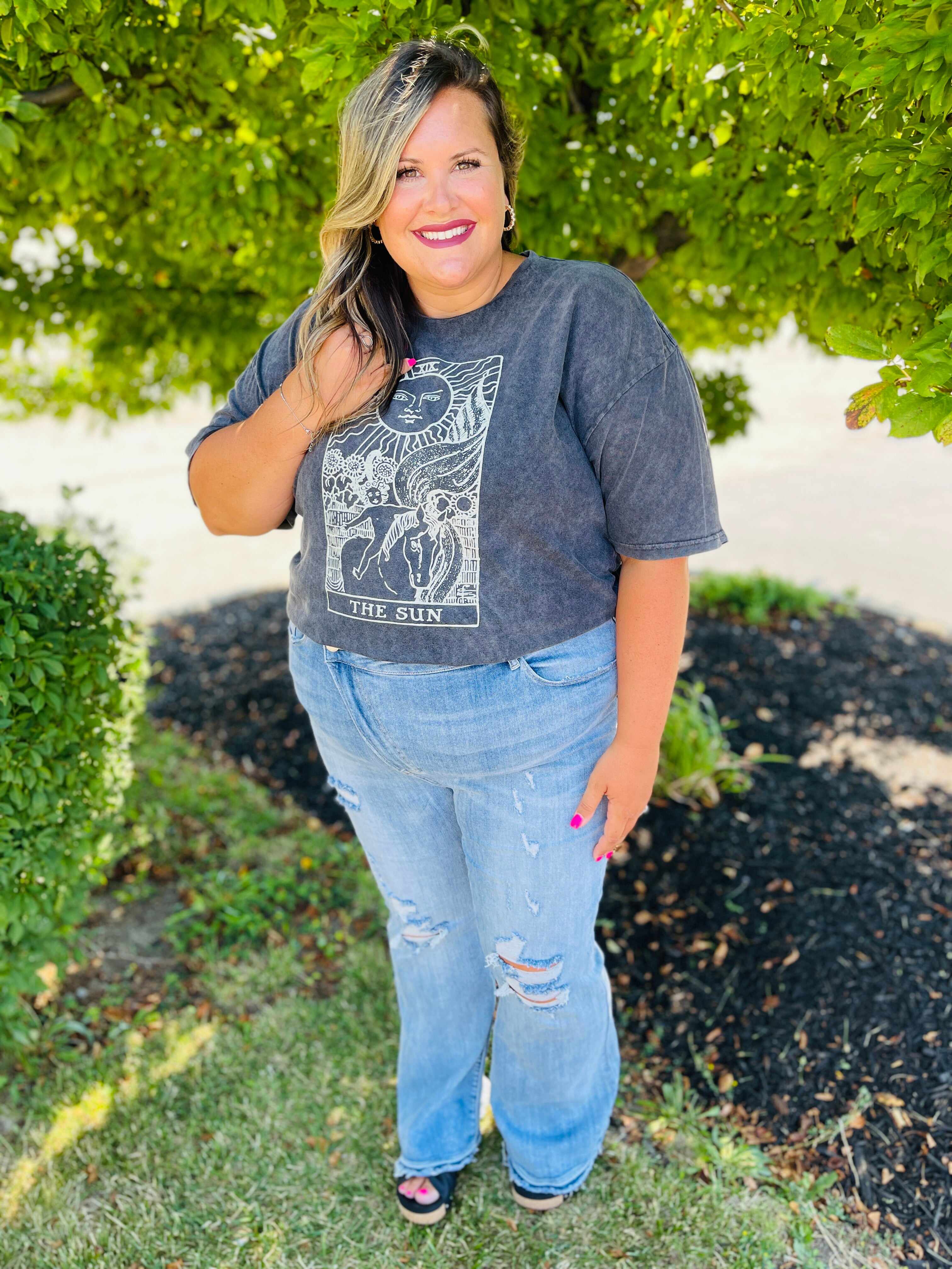 Risen Plus/Reg Make Them Stare Crossover Flare Jeans