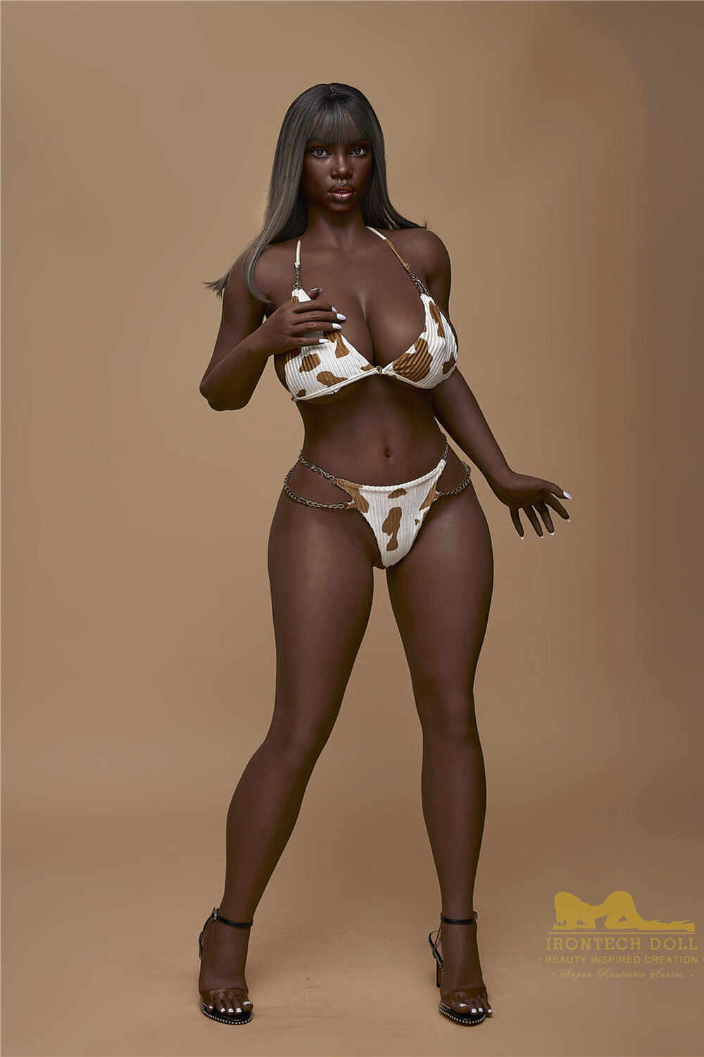Irontechdoll 5ft25 / 160cm S33 Seeney Full Silicone Black Big Boob Fat Adult Love Sex Doll With Thick Thigh