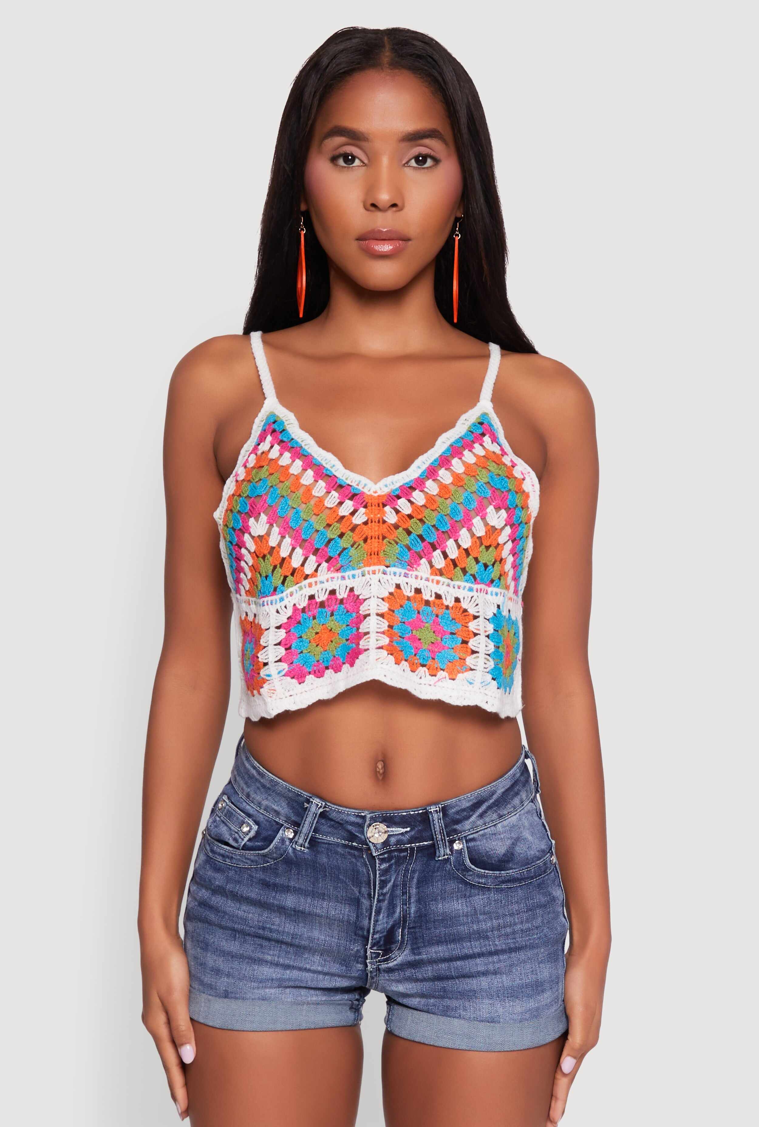 Boho Crochet Sleeveless V-Neck Crop Top