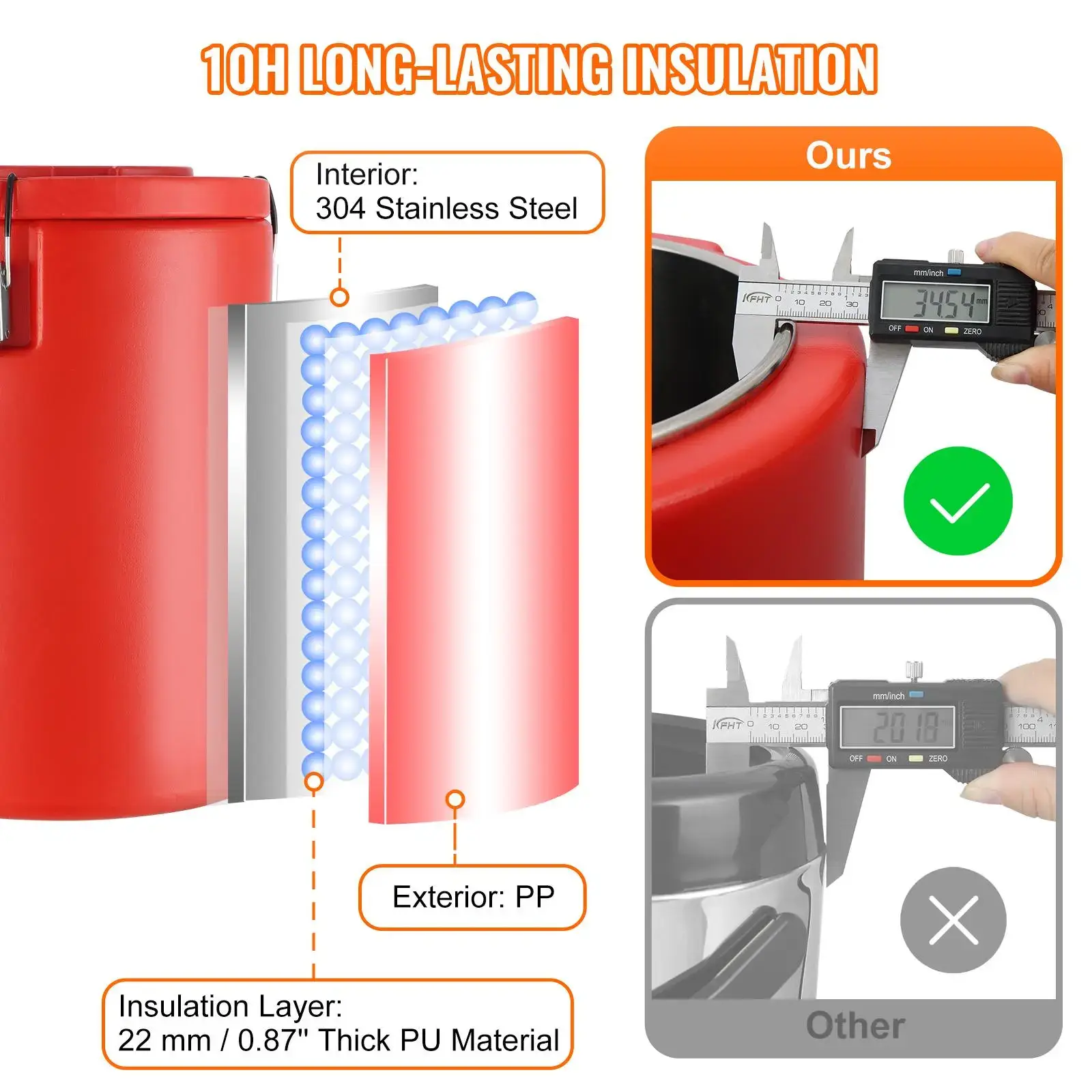 Stainless Steel Insulated Beverage Dispenser,  4.5 Gallon 17.2 Liter, Thermal Hot and Cold Drink Server Dispenser with Spigot Handle, Food-grade for Hot Tea Coffee Water Restaurant Drink Shop